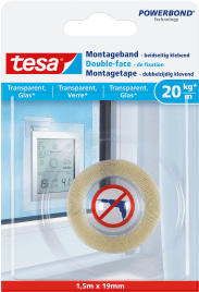 Fita de Montagem Dupla Face TESA Powerbond Vidro/Superfícies Transparentes (Transparente)