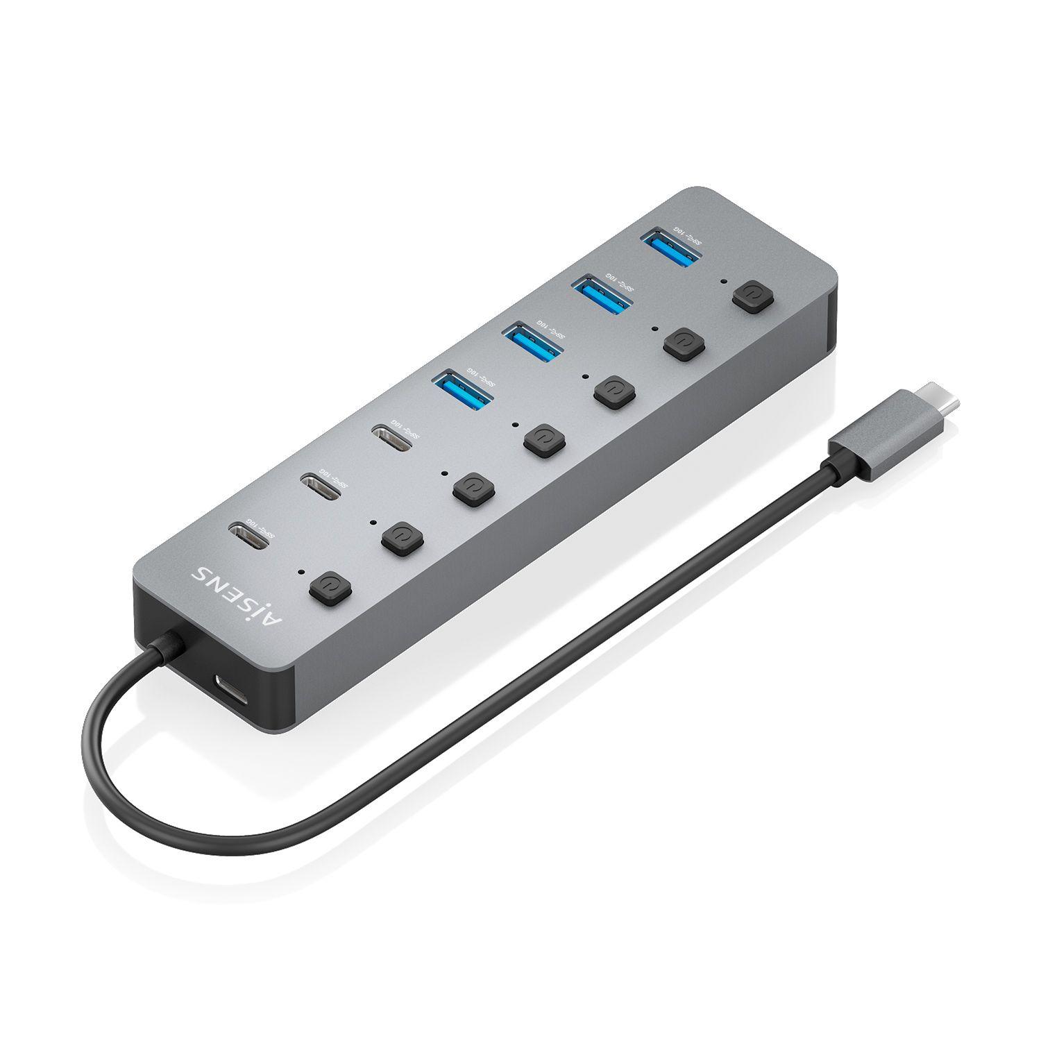 Hub USB-C AISENS ASUC-8P044-GR (0,3 m - Cinzento), imagem 1
