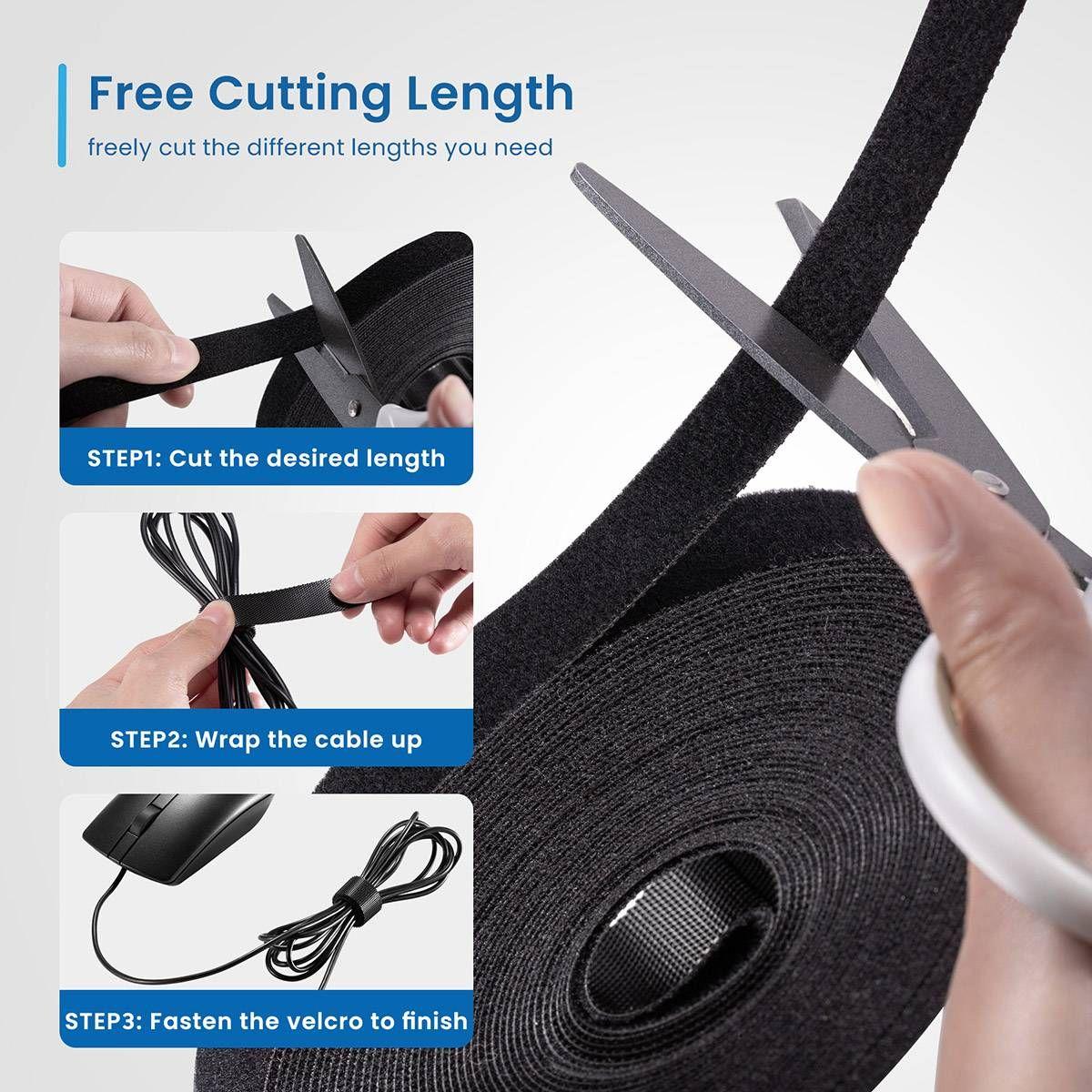 Fita Organizadora de Cabos EWENT EW1563 (Velcro - Preto), miniatura 4