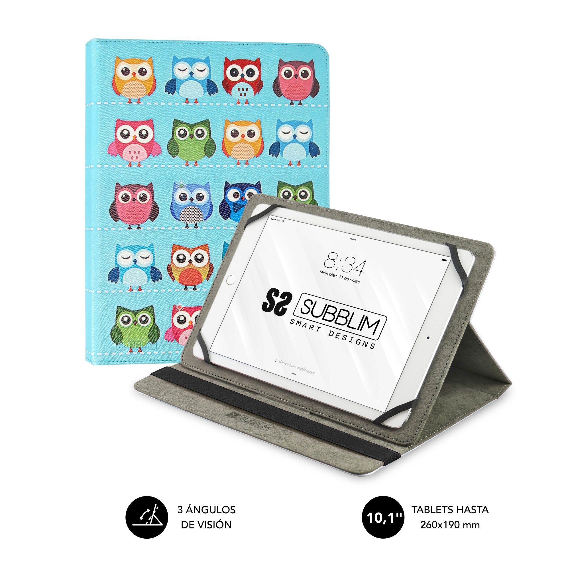 Capa Universal para Tablet SUBBLIM Trendy Case Owls (Poliuretano - Azul)