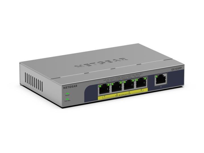 Switch NETGEAR GS105PP-300EUS (Gigabit Ethernet - 0,128 MB - 10 Gbit/s - Cinzento)