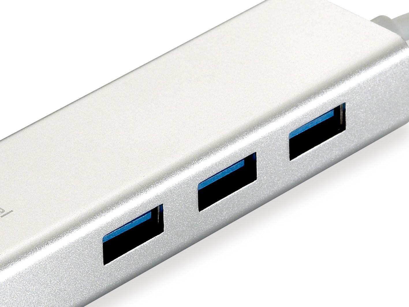 Adaptador de Rede USB LEVEL ONE USB-0503 (Gigabit Ethernet - 3 portas USB 3.0 - Prateado e Branco) — miniatura 4