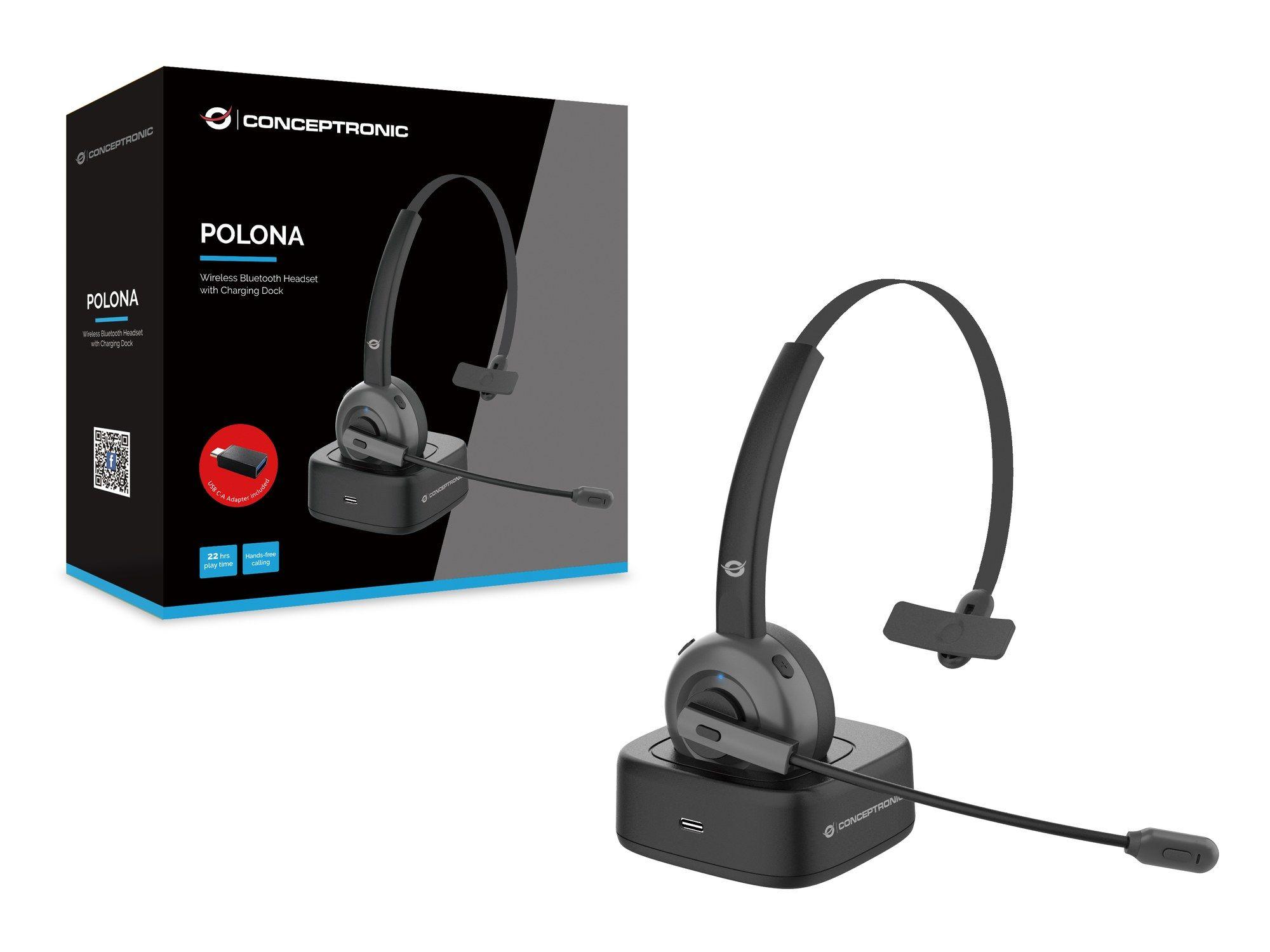 Headset Mono CONCEPTRONIC POLONA03BD (Monofónico - Sem fios - Supra-aural - Preto) — miniatura 2