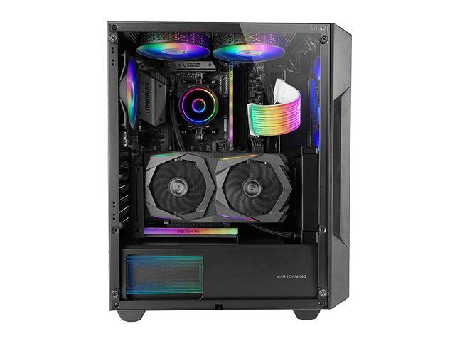 Caixa ATX MARS GAMING MC-GEO (ATX, Micro ATX, Mini-ITX - Midi Tower - Rede, SGCC, vidro temperado - Preto) — miniatura 2