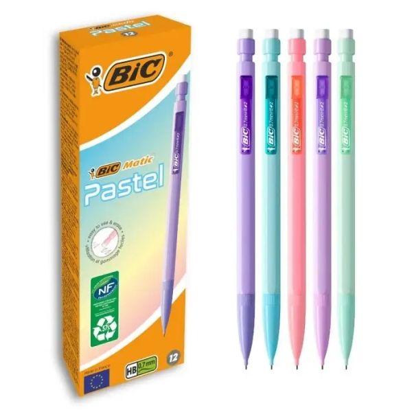 Lapiseira BIC Matic Pastel (0,7 mm - HB - 12 unidades - Cores pastel sortidas)