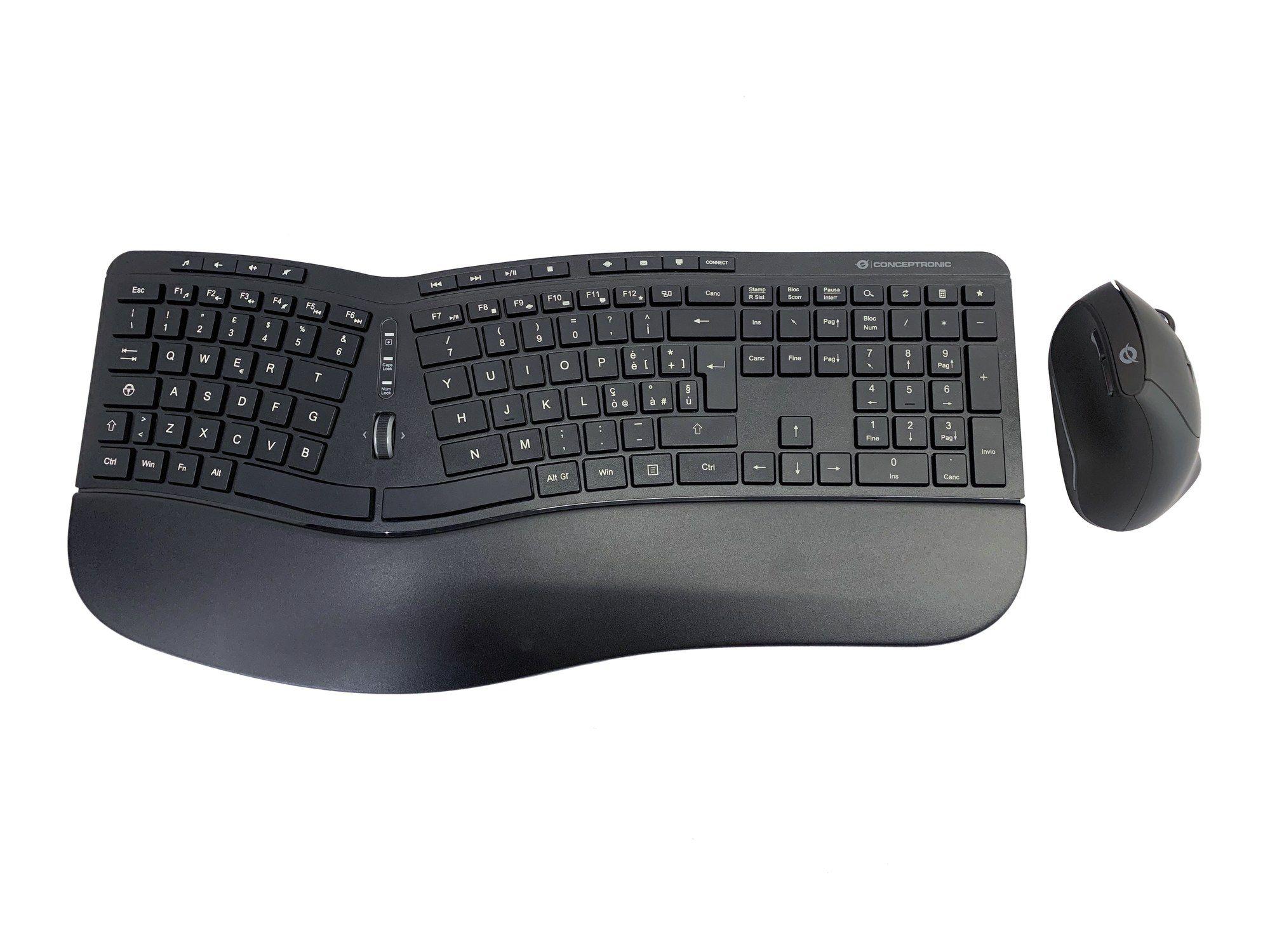 Conjunto de Teclado e Rato CONCEPTRONIC ORAZIO02IT (Italiano - Tamanho completo - RF Wireless - Preto)