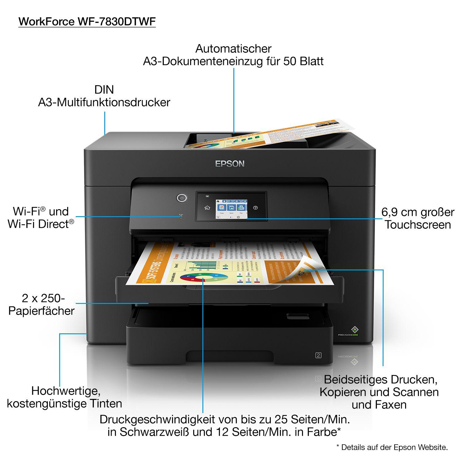 Impressora Multifunções EPSON WorkForce WF-7830DTWF (A3 - Impressão a cores - 500 folhas - Preto) — miniatura 9