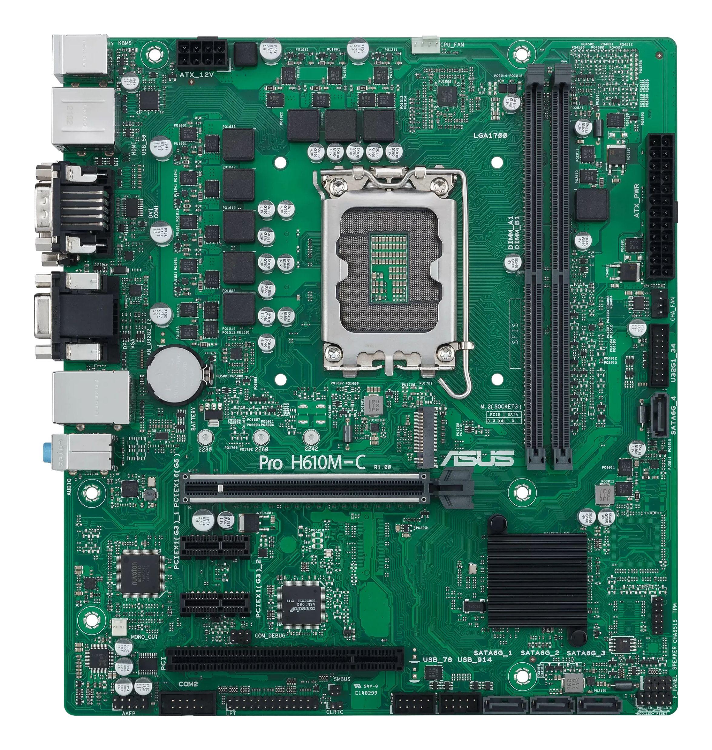Motherboard ASUS PRO H610M-C-CSM (LGA 1700 - micro ATX - DDR5-SDRAM - Verde), miniatura 2