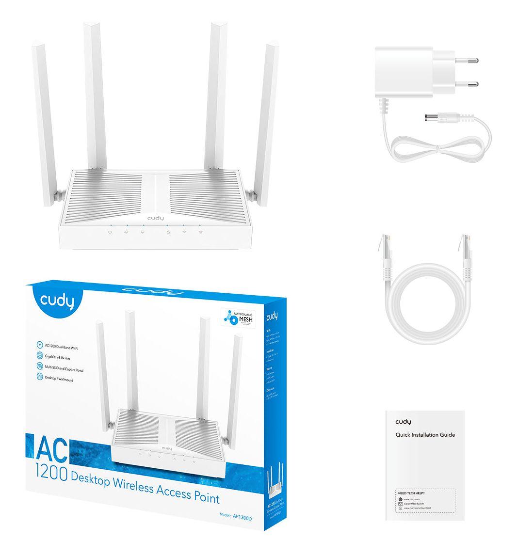 Ponto de Acesso de Secretária CUDY AP1300D (1167 Mbit/s - 2,4 GHz e 5 GHz - Ethernet RJ-45 - Branco), miniatura 3