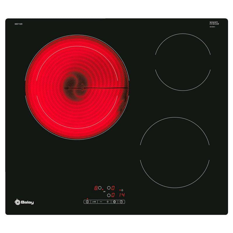 Placa Vitrocerâmica Encastre BALAY 3EB715ER (3 zonas - 5700 W - Vidro-cerâmica - Preto)