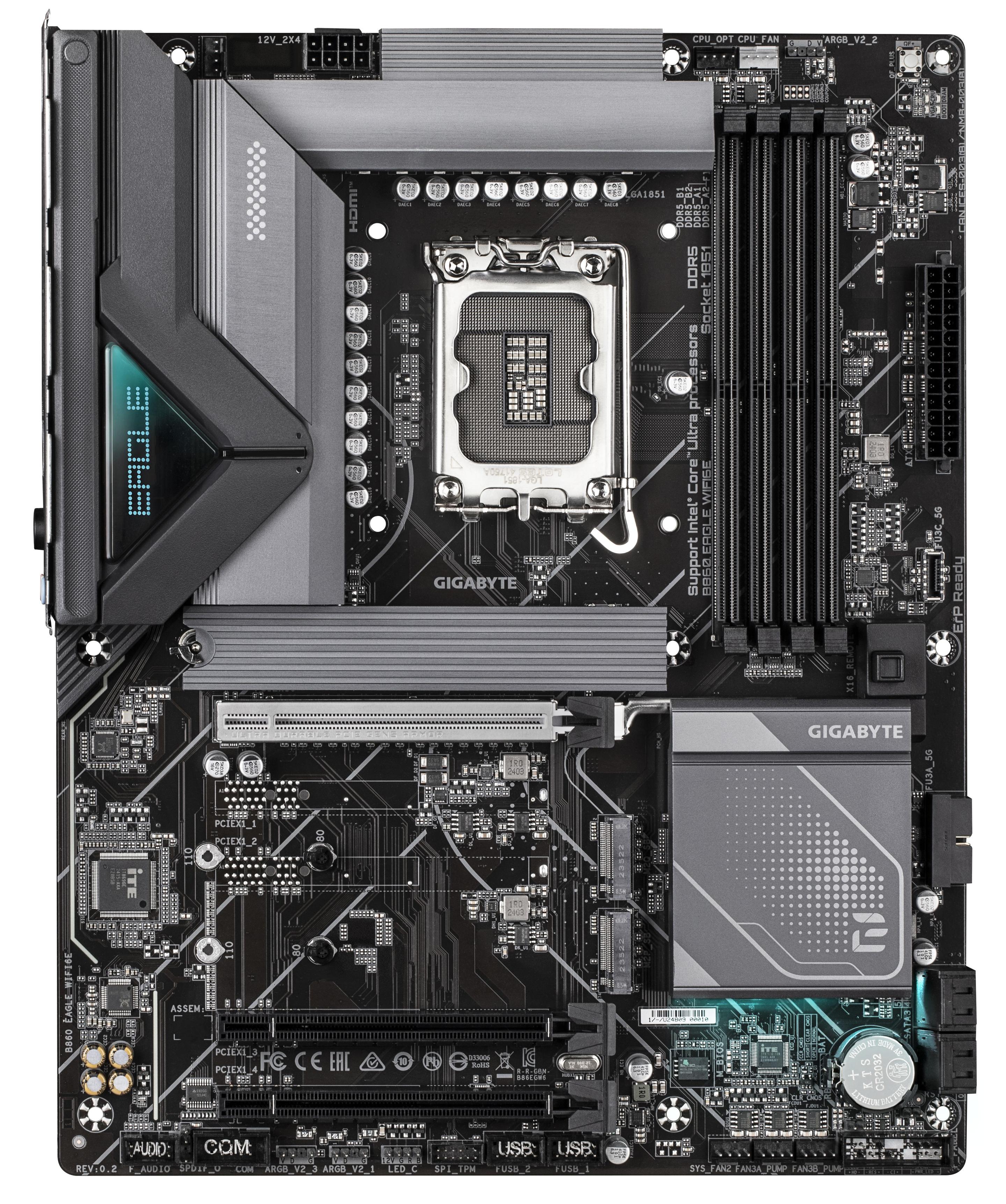Motherboard GIGABYTE B860 EAGLE WIFI6E (LGA 1851 (Socket V1) - ATX - Duplo canal - Castanho escuro) — miniatura 2