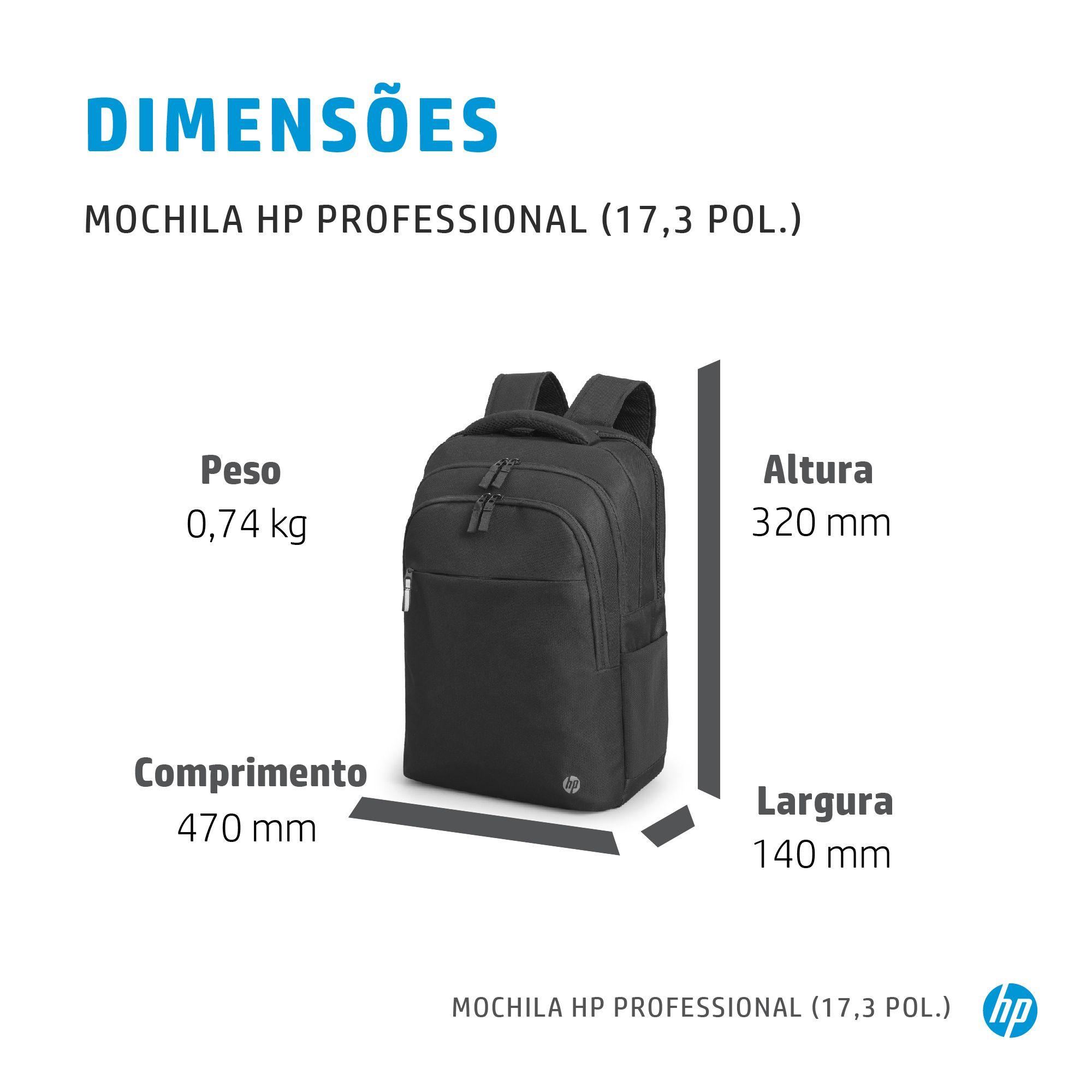 Mochila HP Professional 17.3 Backpack 500S6AA (Poliéster - 43,9 cm - Altura 14 cm - Preto), miniatura 4