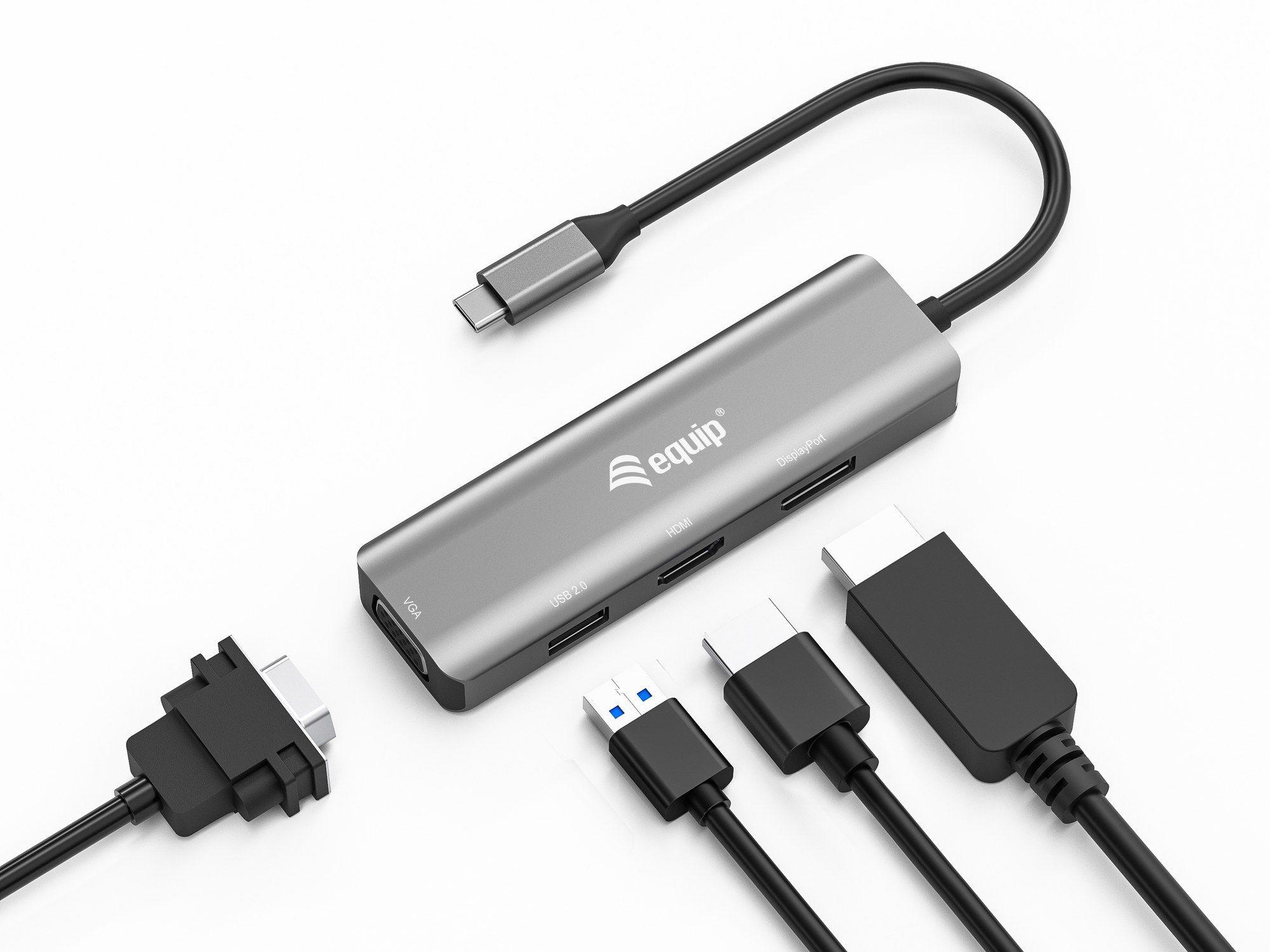 Hub USB-C Multiportas EQUIP 133485 (0,15 m - Windows, macOS e ChromeOS - Preto e Prateado), miniatura 4
