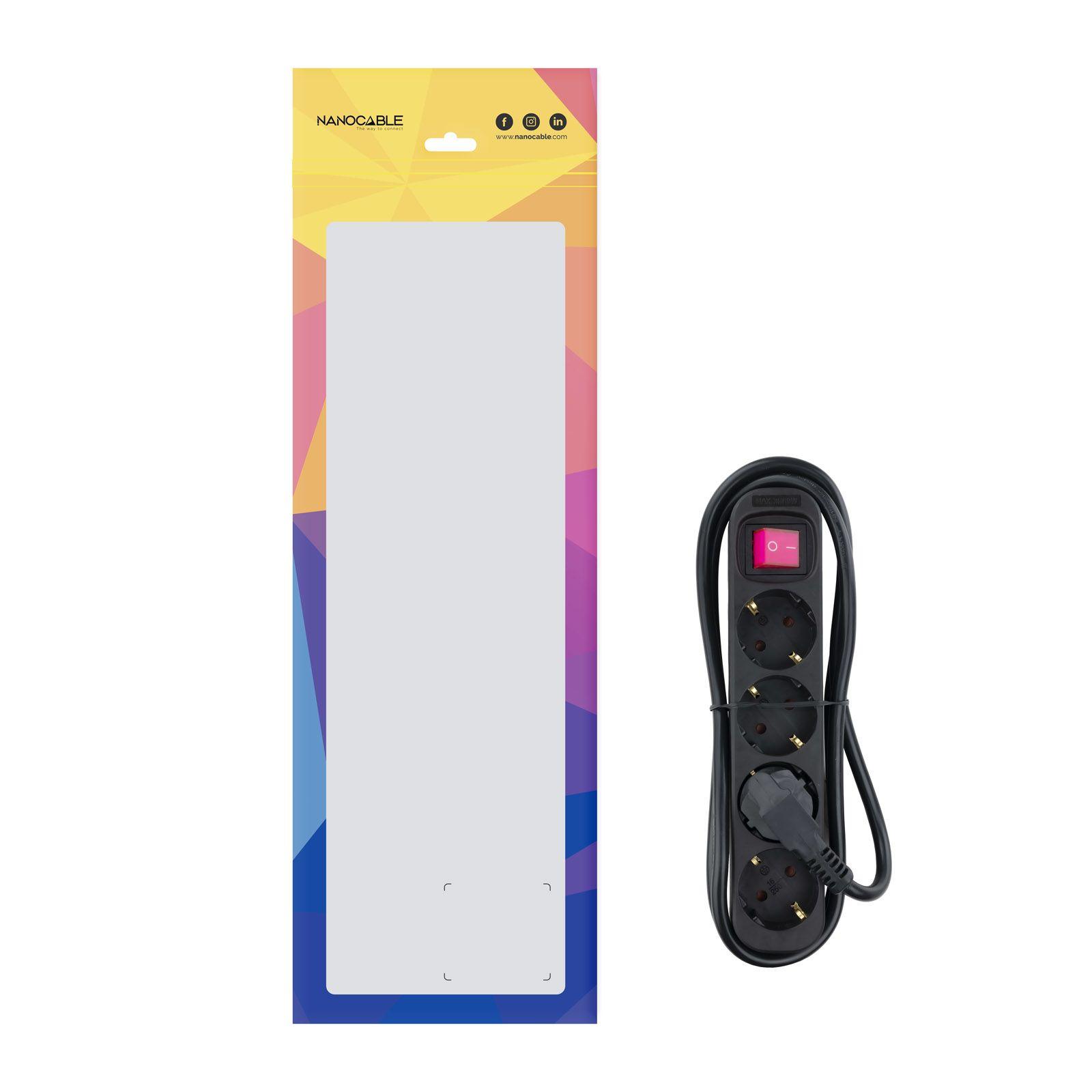 Régua de Tomadas NANOCABLE 10.37.0004-BK (1,4 m - Tipo F - 4x Schuko - Preto) — miniatura 6