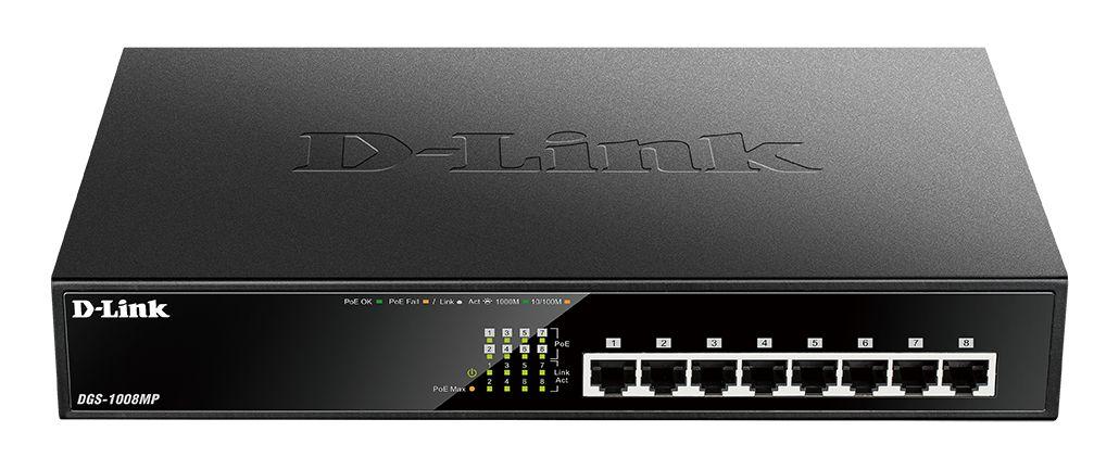 Switch D-LINK DGS-1008MP (Gigabit Ethernet - 0,192 MB - 16 Gbit/s - Preto)