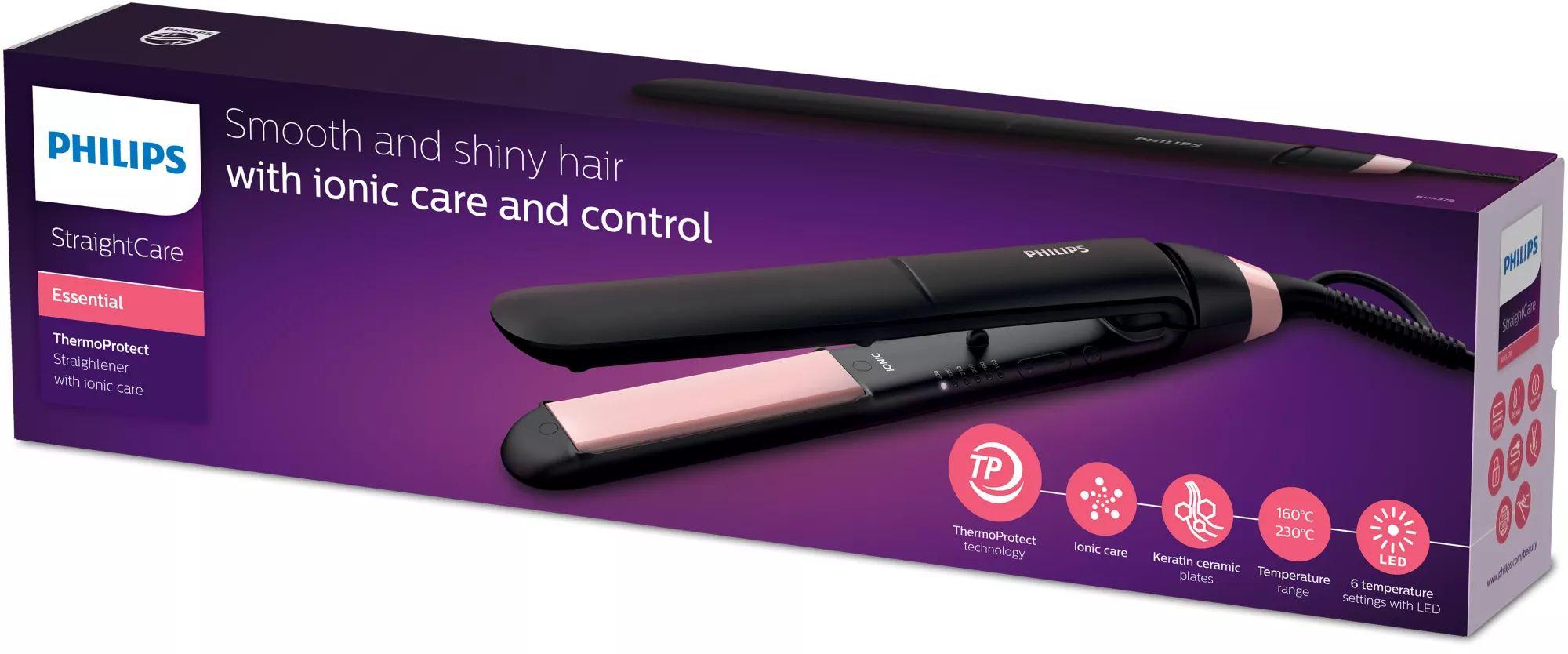 Alisador de Cabelo PHILIPS BHS378/00 (Queratina de cerâmica - Preto e Rosa) — miniatura 2