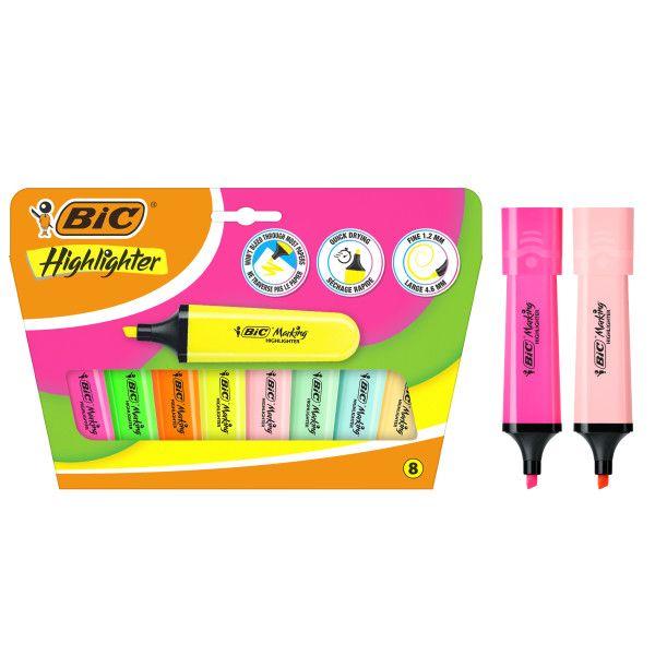 Marcadores Fluorescentes BIC Marking Flat (cores sortidas neon e pastel)