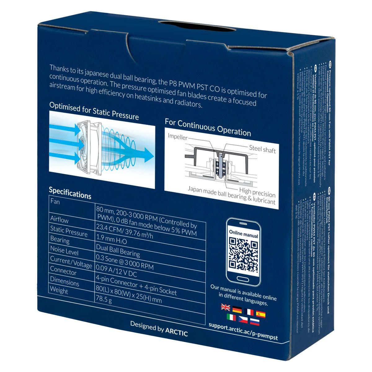 Ventoinha para Caixa de PC ARCTIC P8 PWM PST CO (Não suportado - Preto), miniatura 7