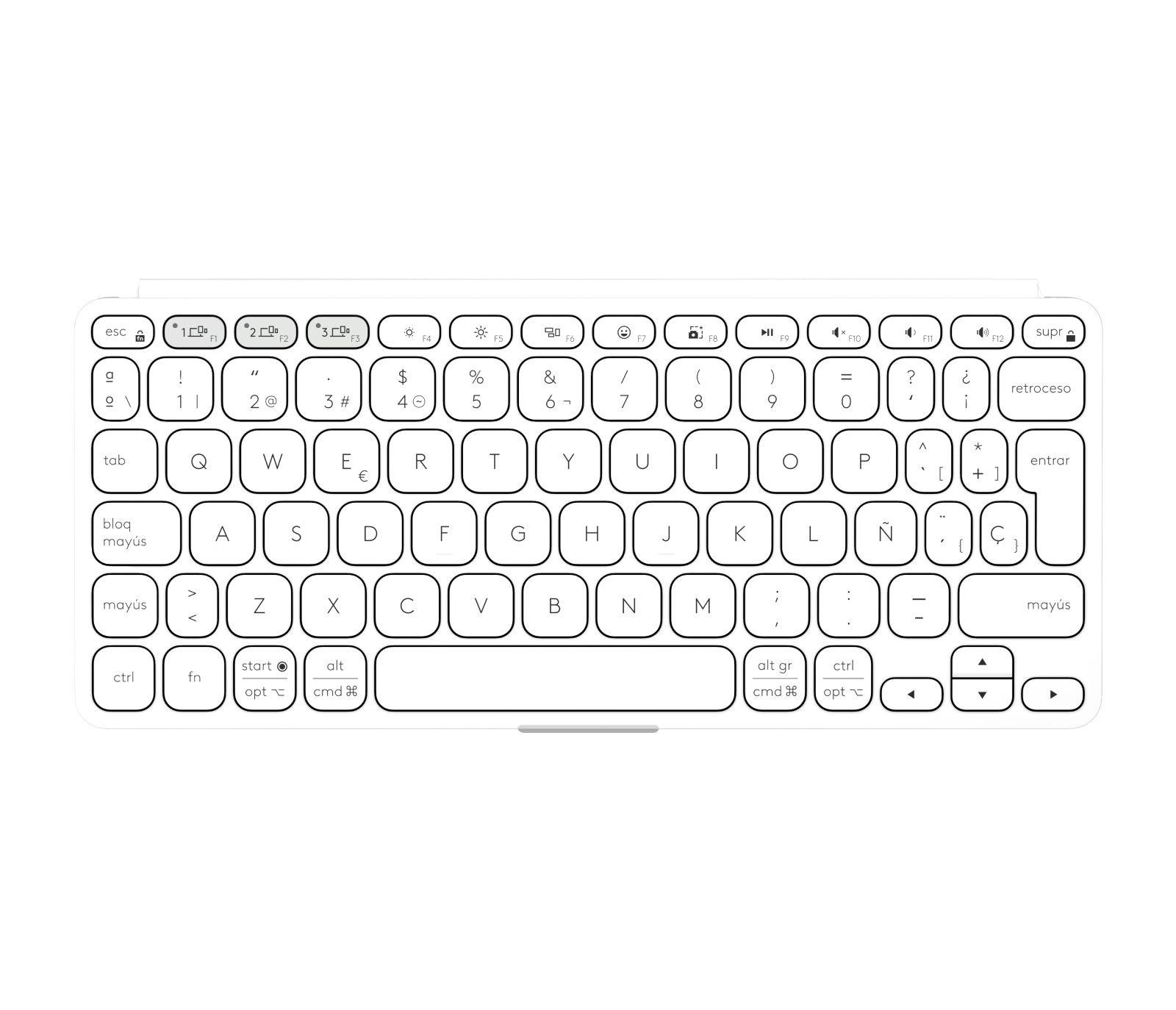 Teclado LOGITECH Keys-To-Go 2 (Espanhol - Teclas tesoura - Mini - Cinzento e Branco) — miniatura 2