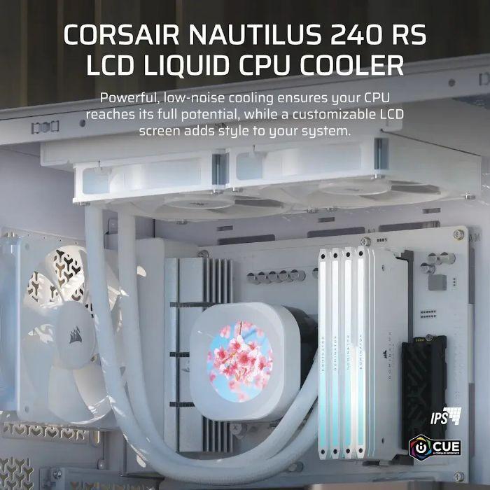 Cooler Líquido para CPU CORSAIR Nautilus RS LCD (12 cm - 2 ventoinhas - 2100 RPM - Branco) — miniatura 3