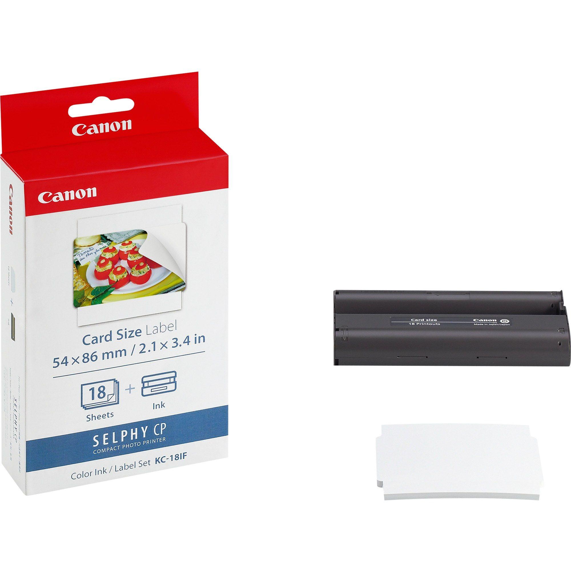 Conjunto de Papel Fotográfico Autocolante e Tinta CANON KC-18IF (18 folhas - 54 x 86 mm)