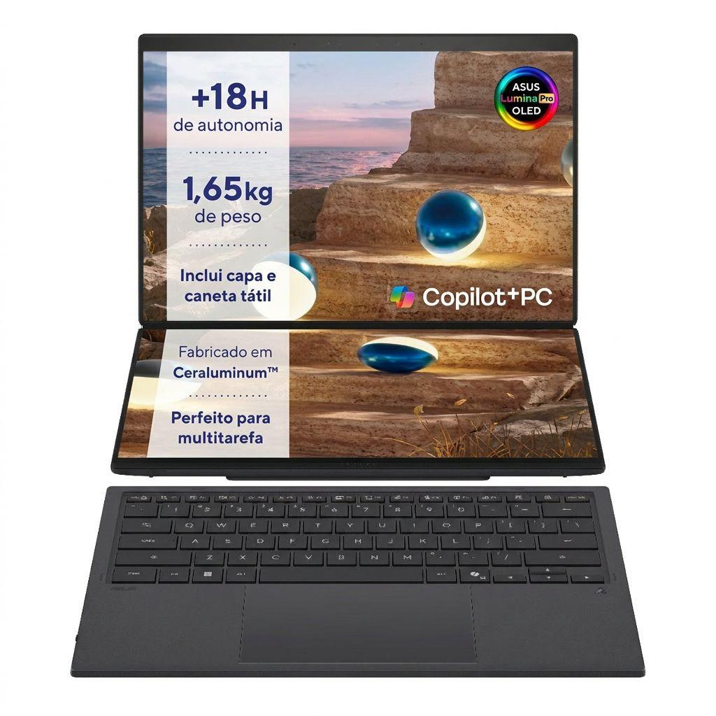 Portátil 2 em 1 ASUS Zenbook Duo UX8407AA (Windows 11 Pro, 64 bits - Intel Core Ultra 9 - 386H - Cinzento)