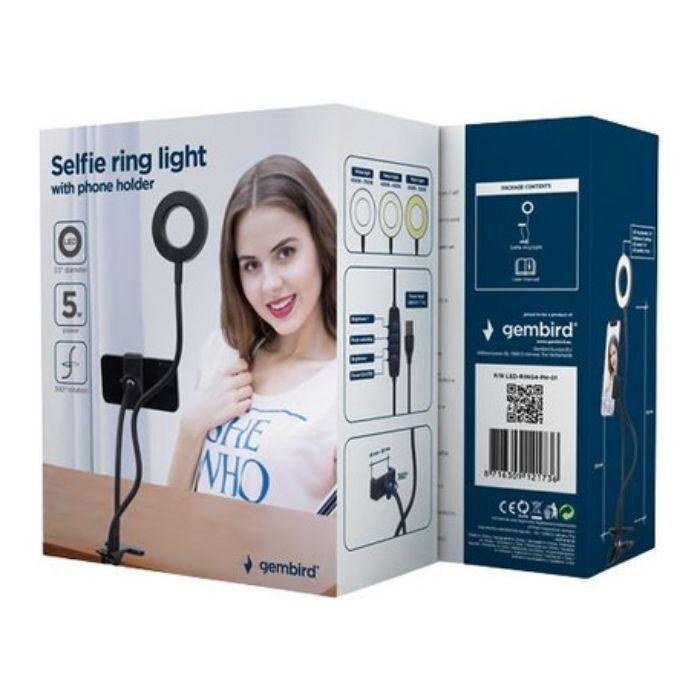 Aro de Luz LED GEMBIRD LED-RING4-PH-01 (24 LEDs - 10 modos - 2800–7000 K) — miniatura 4