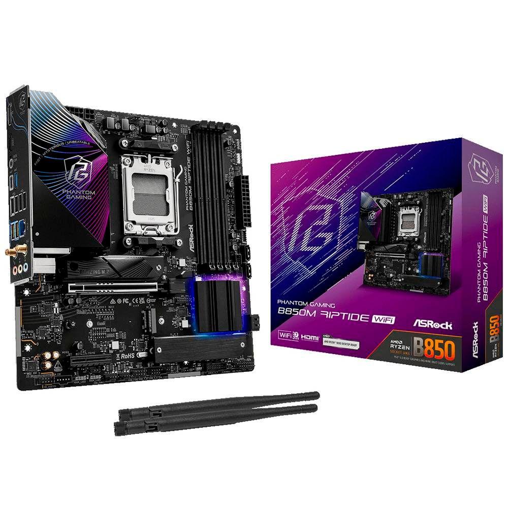 Motherboard ASROCK B850M Riptide WiFi (AM5 - micro-ATX - Duplo canal - Preto), miniatura 2