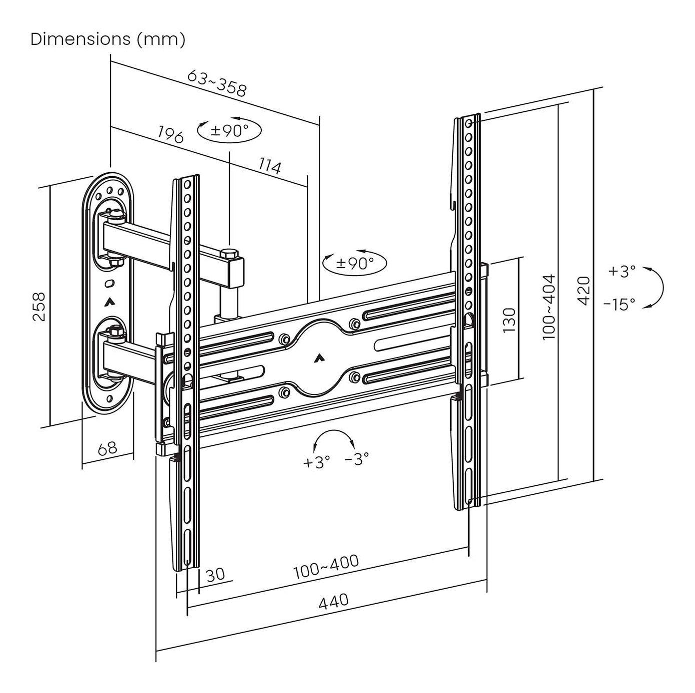 Suporte de Parede TV AISENS WT65TSLE-321 (32-65" - 35 kg - Preto), miniatura 7