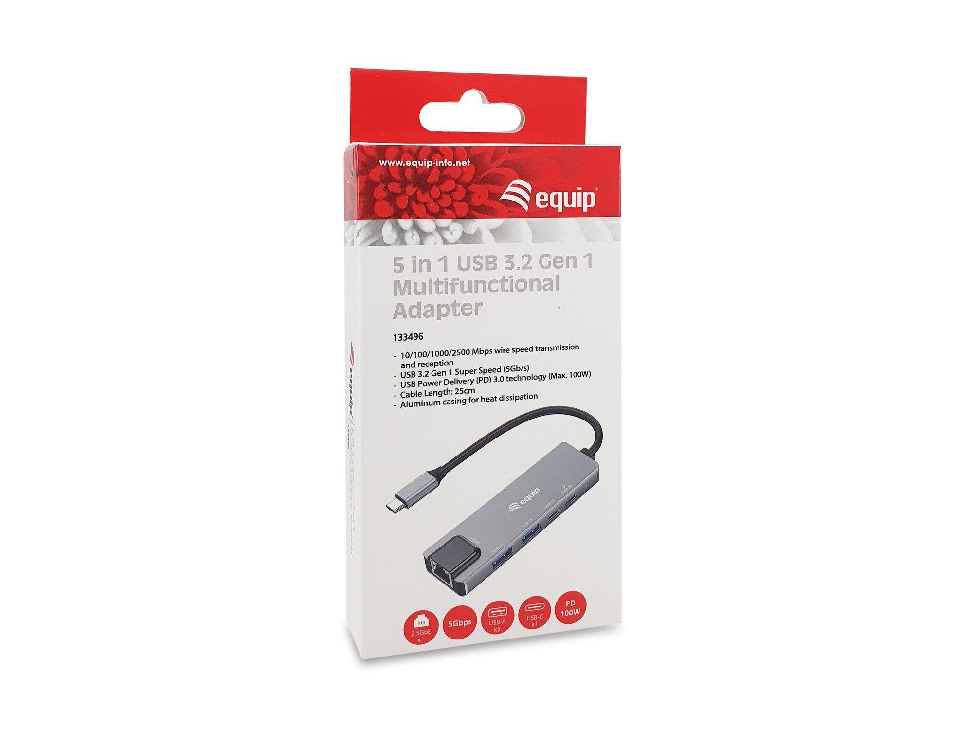 Adaptador USB-C Multifuncional EQUIP 133496 (0,25 m - Cinzento), miniatura 8