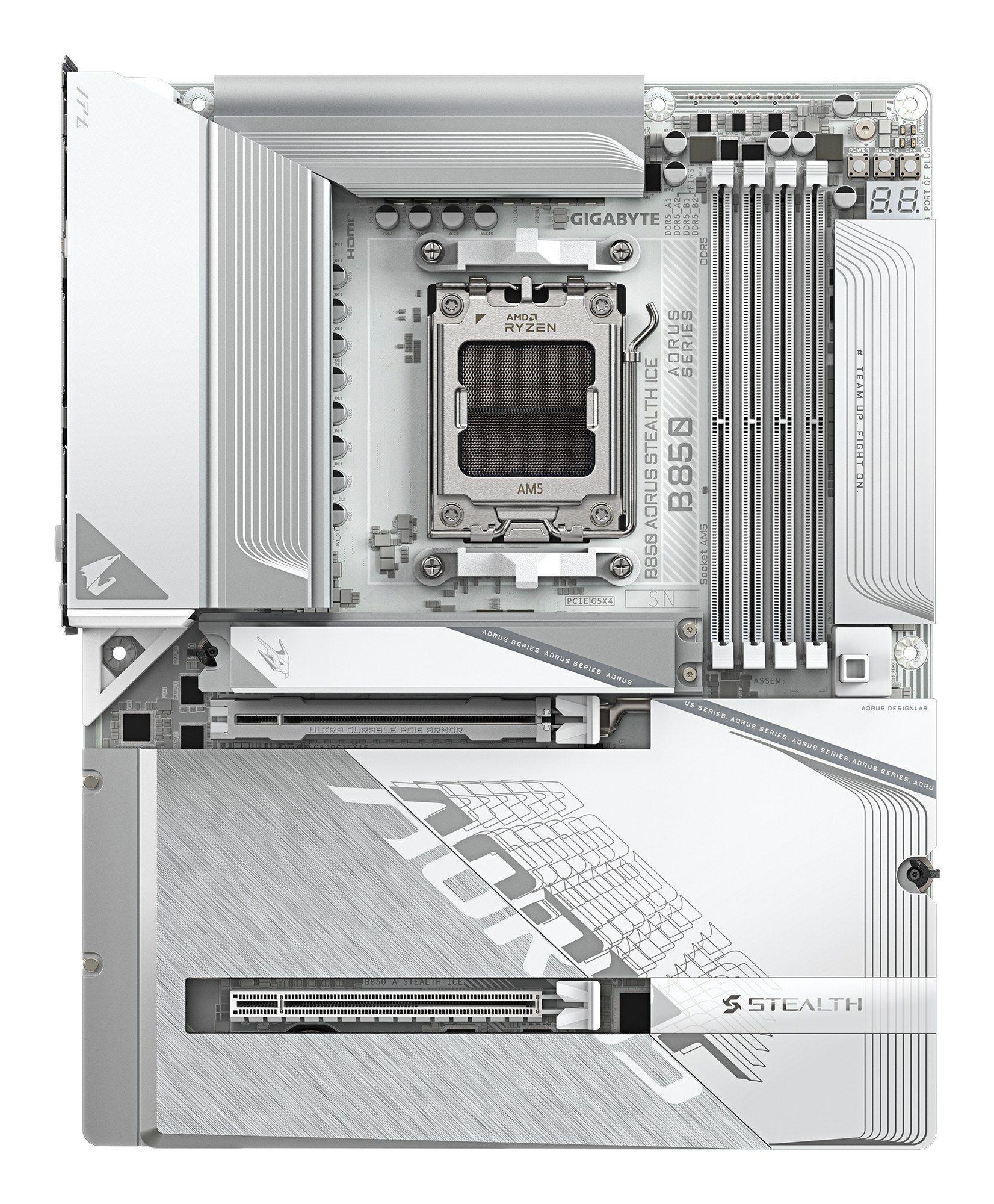 Motherboard GIGABYTE B850 AORUS STEALTH ICE (AM5 - ATX - Canal duplo - Branco), miniatura 2
