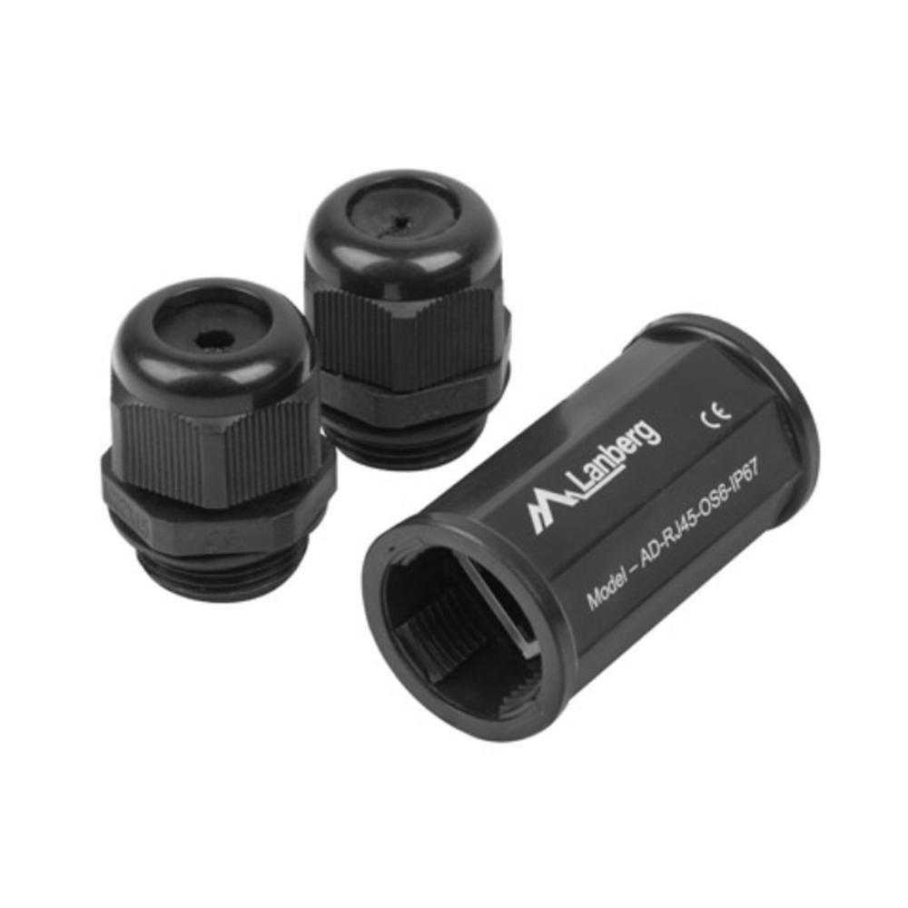 Acoplador RJ45 LANBERG AD-RJ45-OS6-IP67 (RJ-45 fêmea - Cat.5e, Cat.6 - Preto)