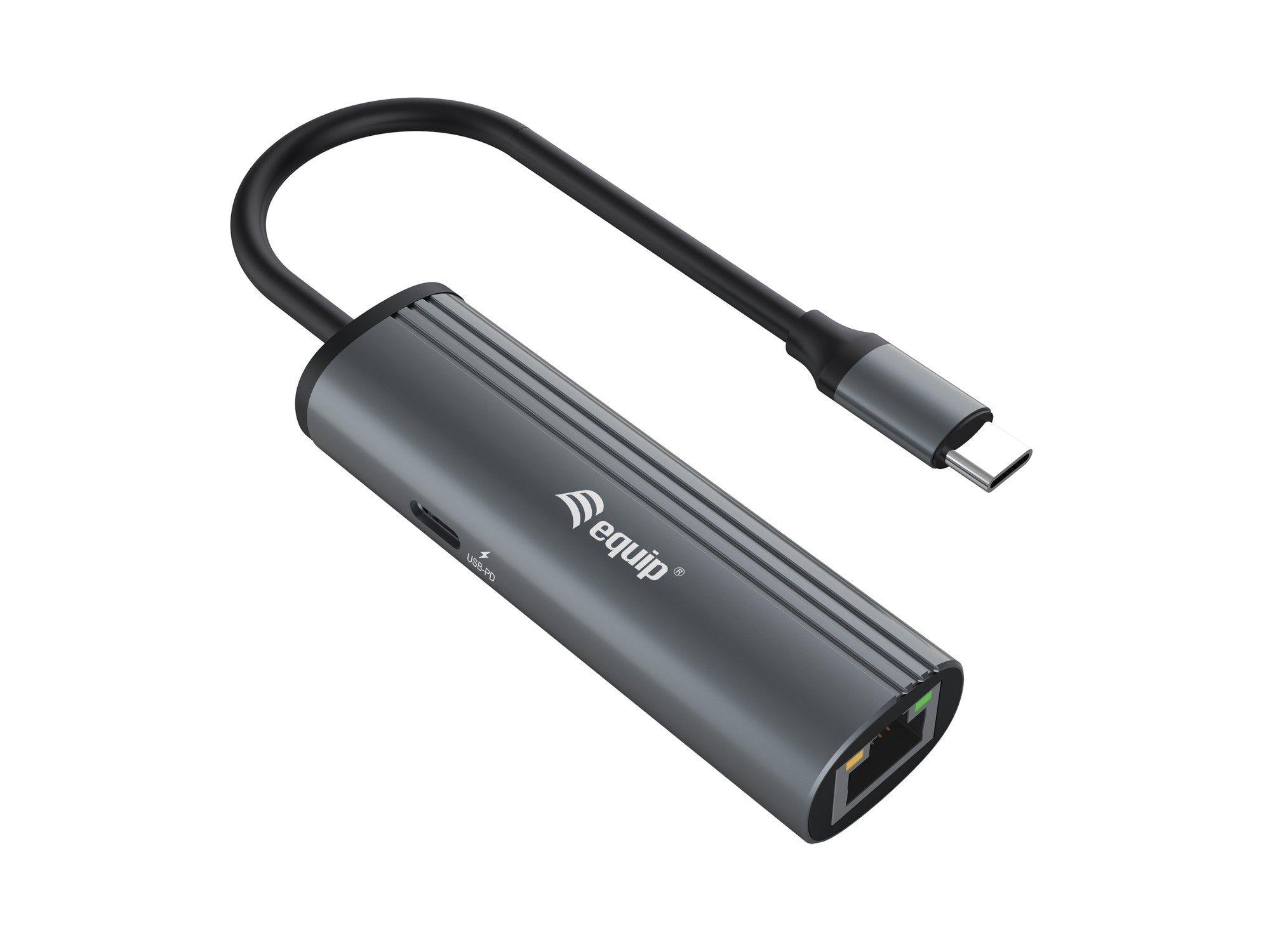Adaptador de Rede USB-C para RJ45 EQUIP 133486 (Preto/Cinzento)