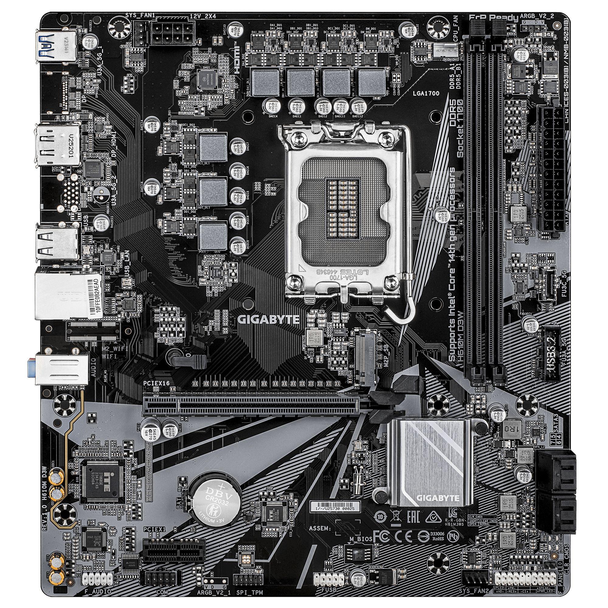 Motherboard GIGABYTE H610M D3W (LGA 1700 - micro ATX - Duplo canal - Castanho escuro) — miniatura 2