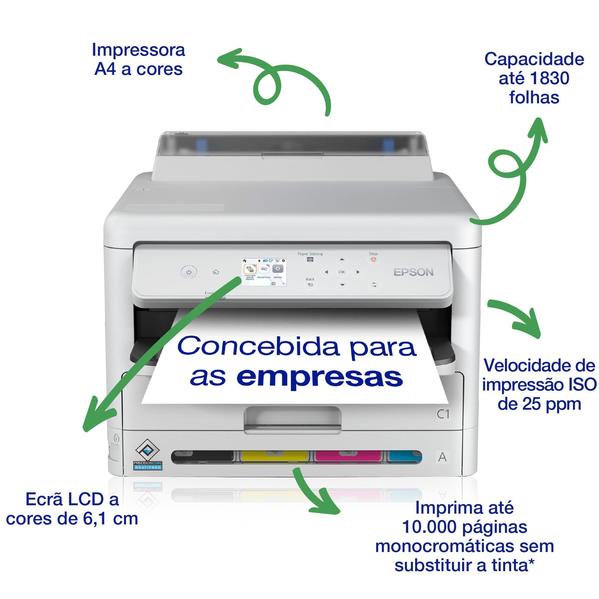 Impressora Jato de Tinta EPSON WorkForce Pro WF-C5390DW (A4 - Jato de tinta a cores - 330 folhas - Preto/Branco) — miniatura 3