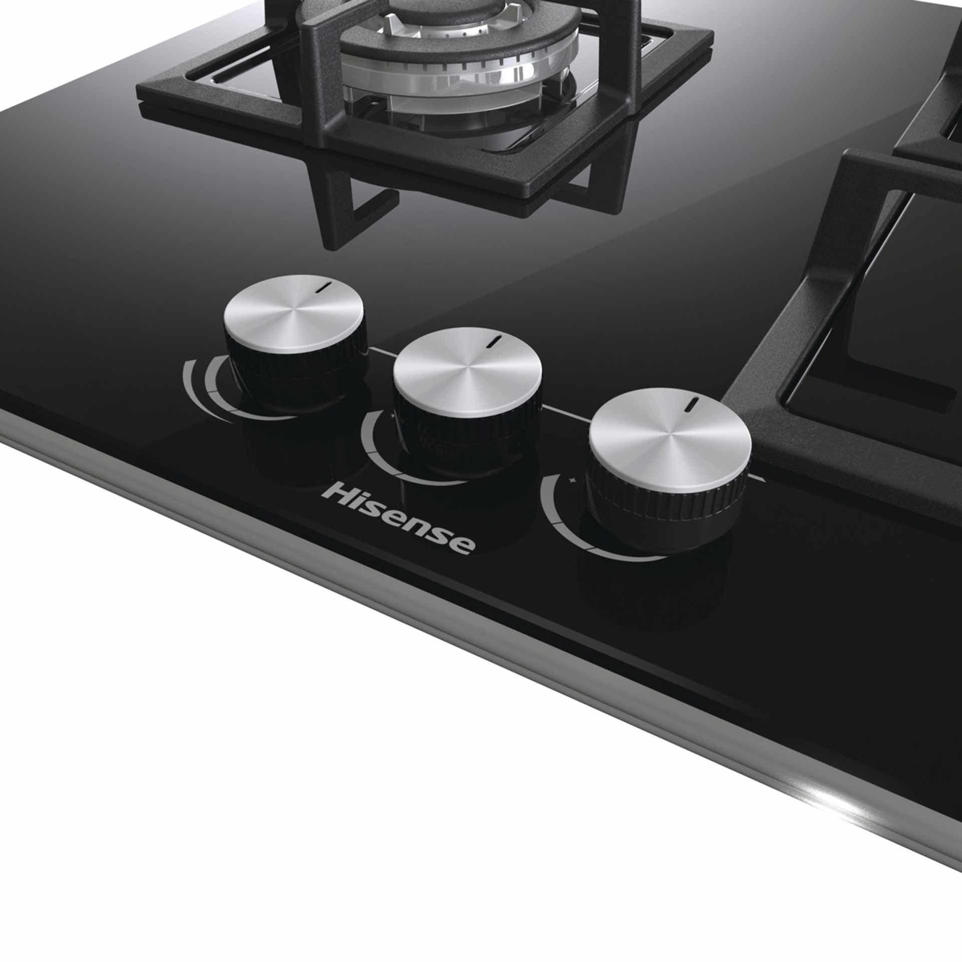 Placa a Gás de Encastre HISENSE GG633B (3 zonas - Rotativo - Altura 10 cm - Preto), miniatura 7