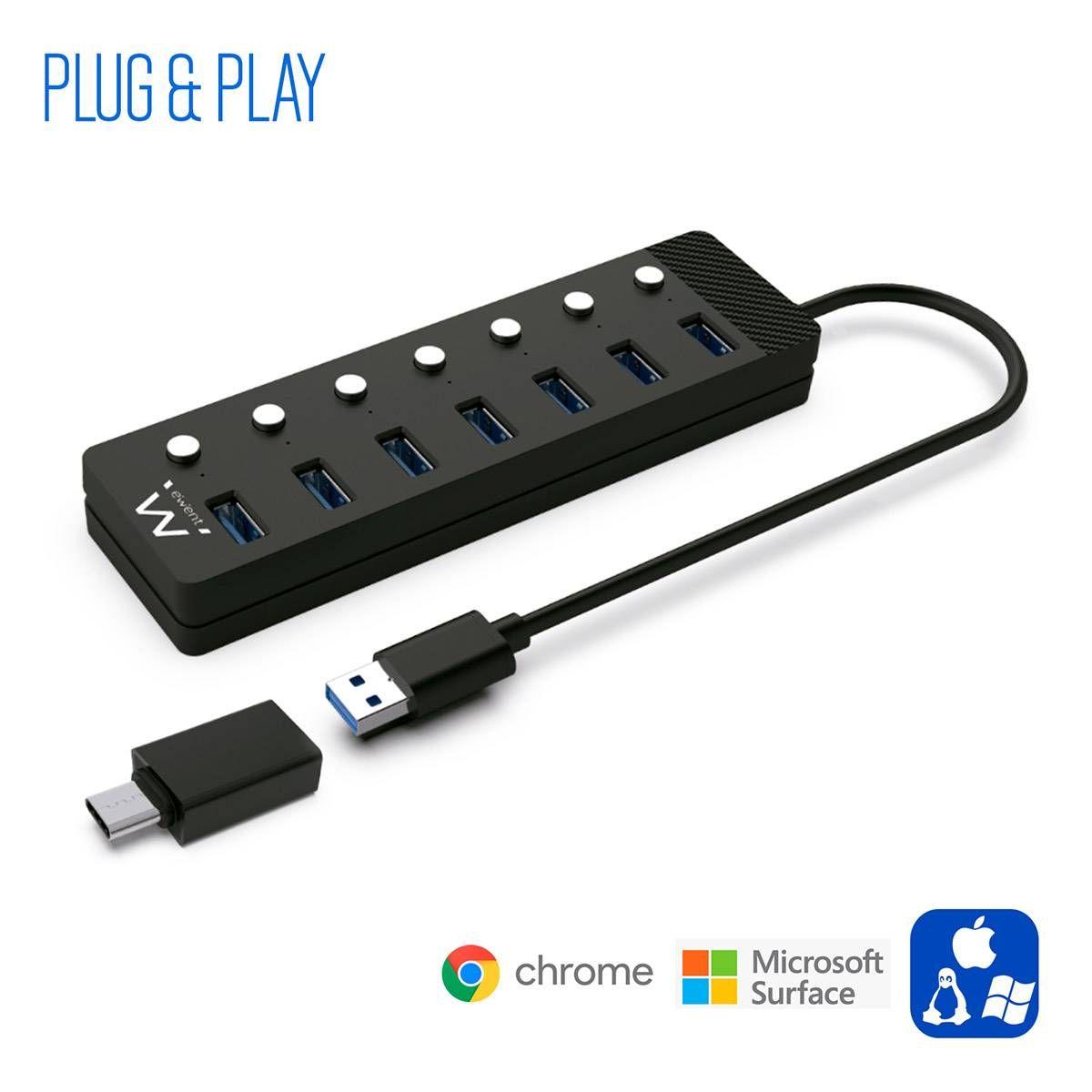 Hub USB EWENT EW1147 (1 m - Preto), miniatura 5