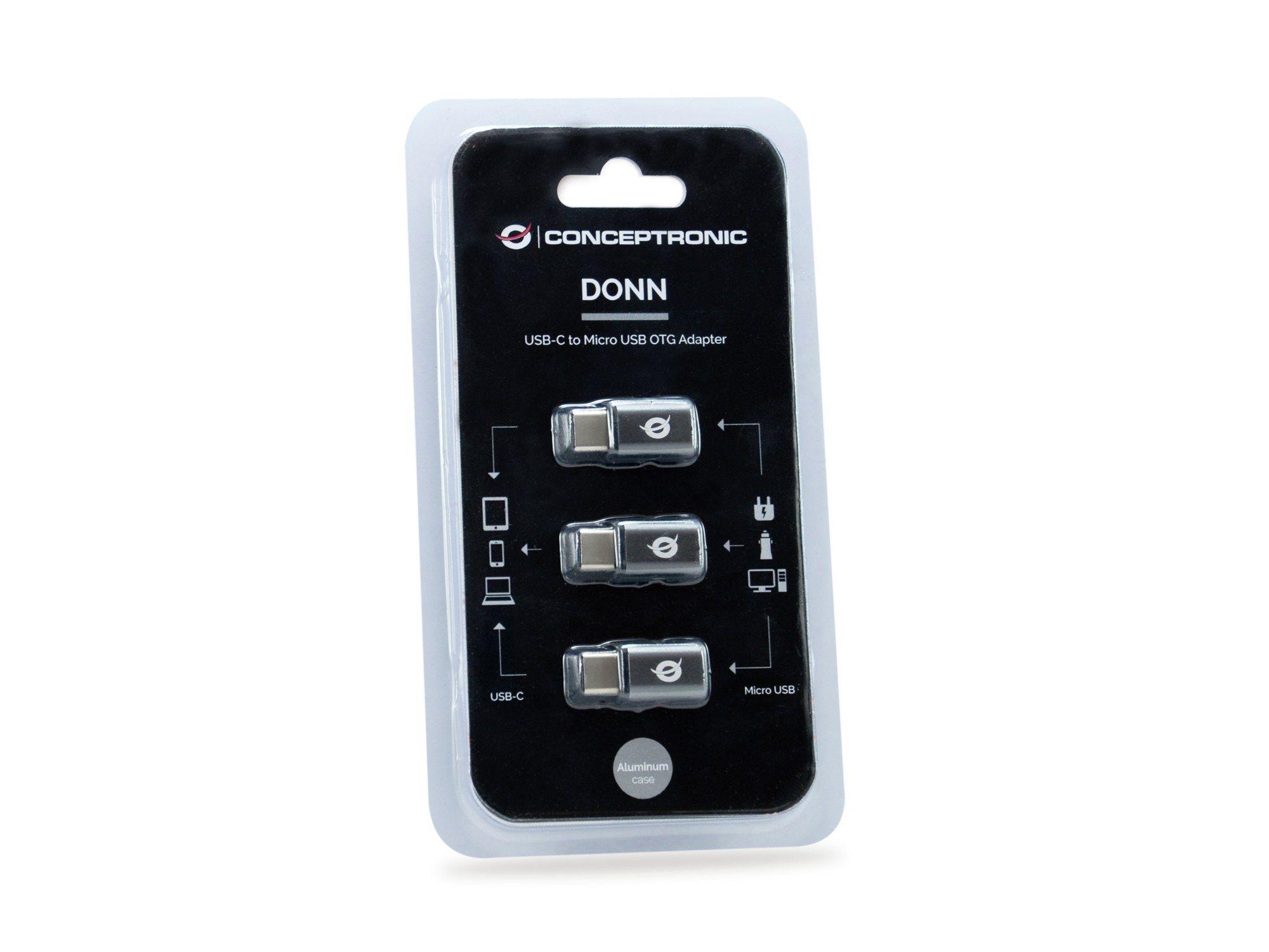 Adaptador USB-C para Micro-USB CONCEPTRONIC DONN05G (USB 2.0 Micro - USB 2.0 Type-C - Preto) — miniatura 5