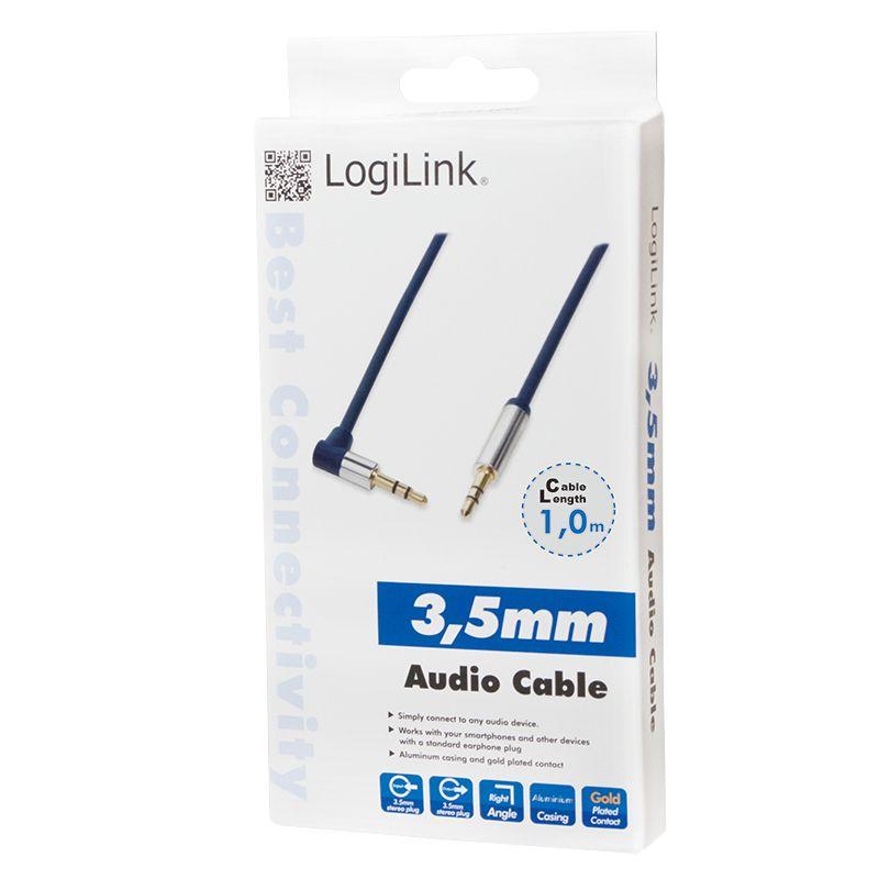 Cabo Jack 3,5 mm LOGILINK CA11100 (Macho para Macho - 90° - 1 m - Azul) — miniatura 3