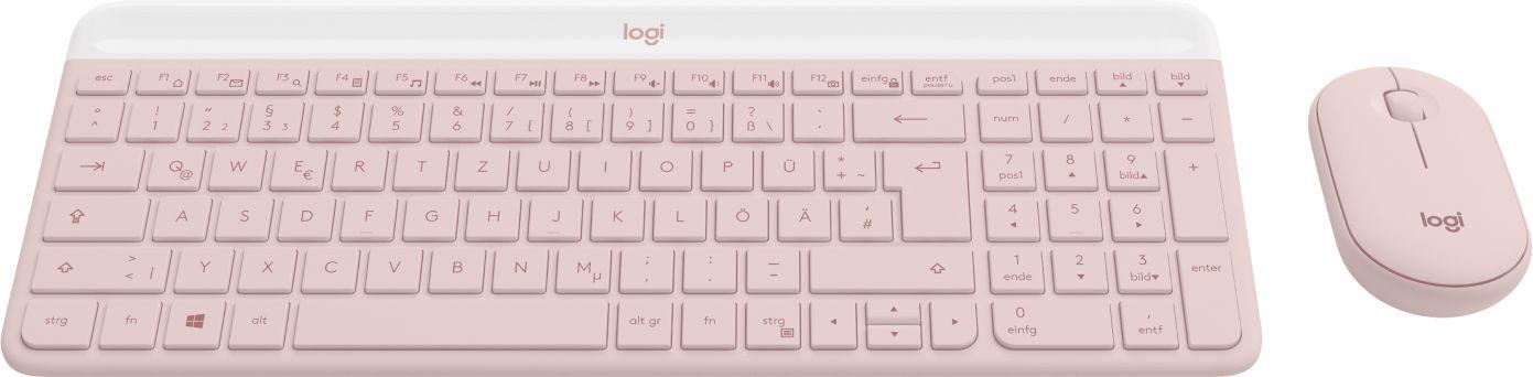 Conjunto Teclado e Rato LOGITECH MK470 Slim Combo (Alemão - Mini - RF Wireless - Rosa), miniatura 2