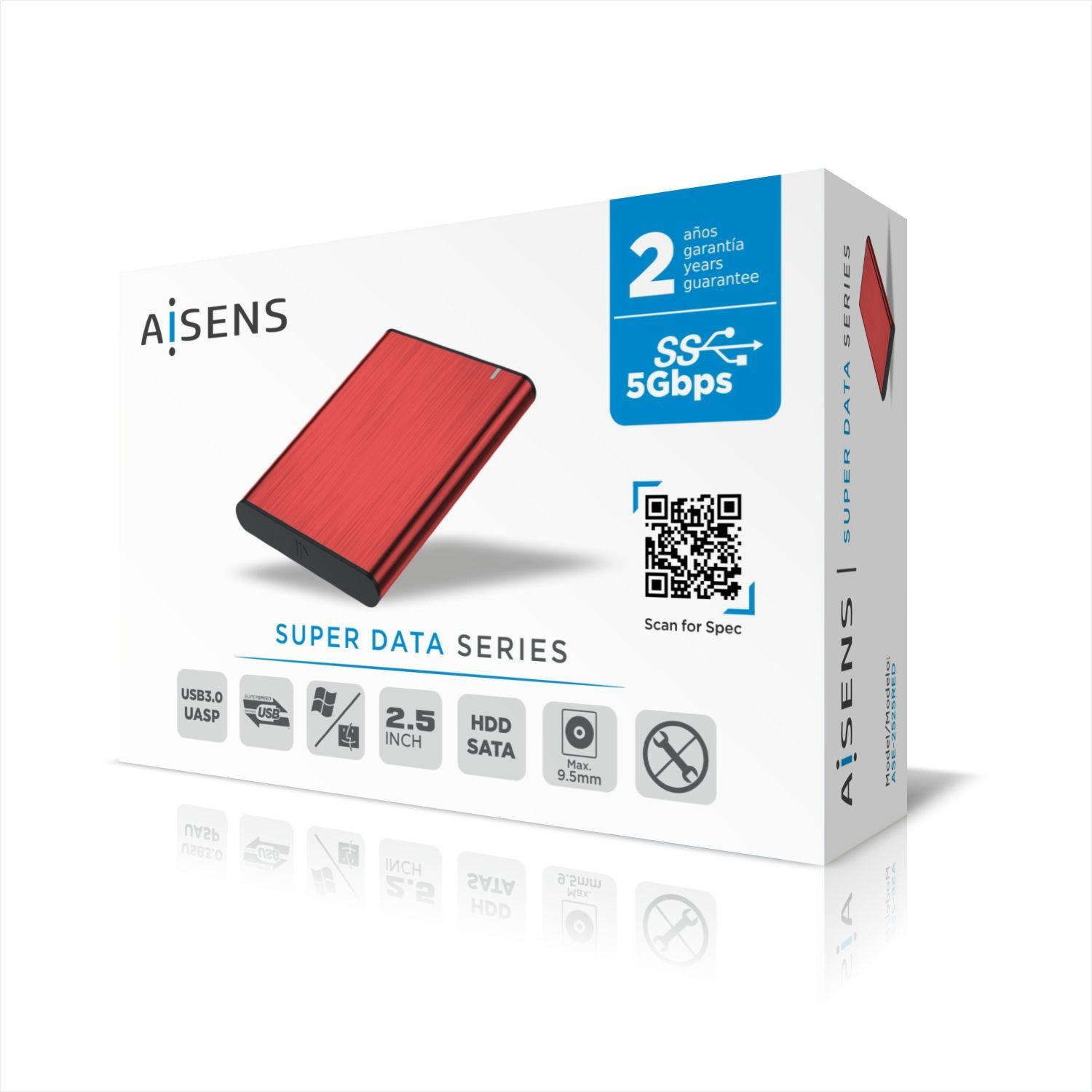 Caixa Externa AISENS ASE-2525RED (2,5" - 4200 RPM / 5400 RPM / 7200 RPM - Vermelho), miniatura 4