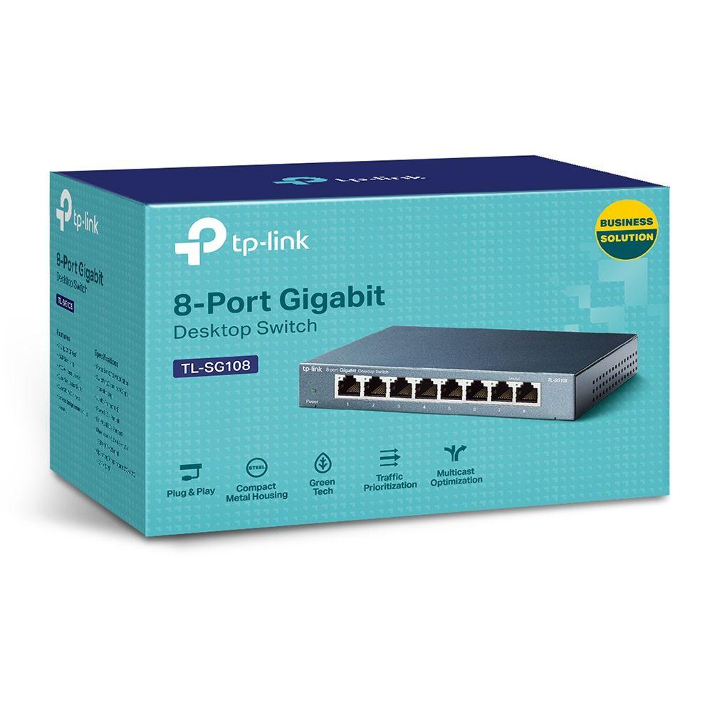 Switch de Rede TP-LINK TL-SG108 (Gigabit Ethernet - 1,5 MB - 16 Gbit/s - Preto), miniatura 3