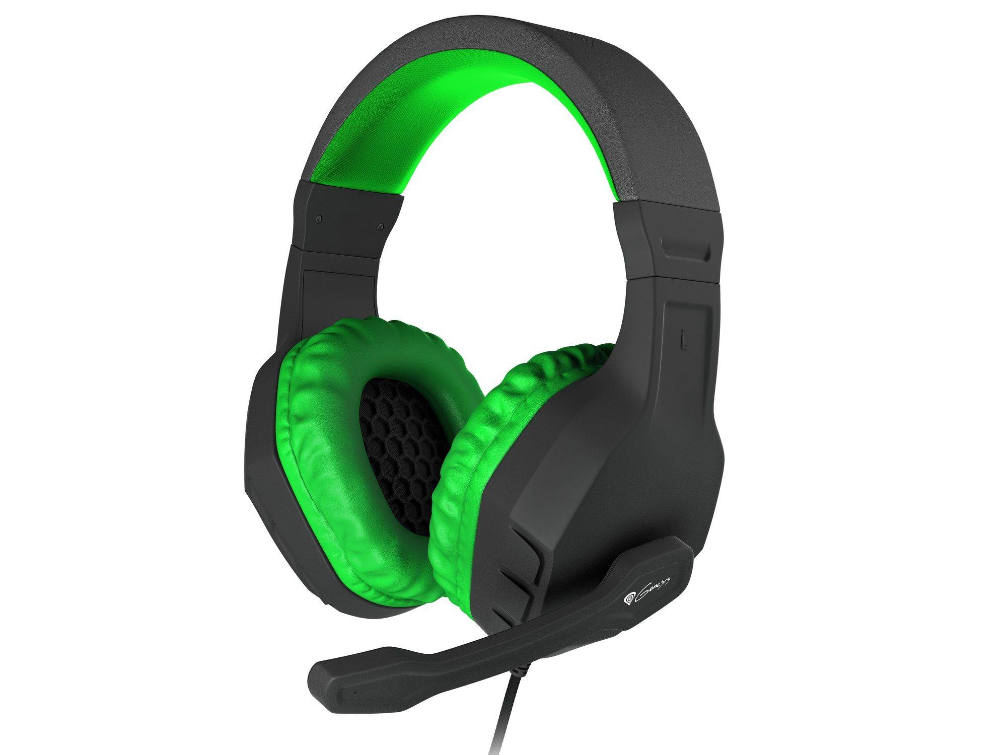 Headset Gaming GENESIS Argon 200 (Binaural - Com fios - Circum-aural - Preto e Verde)