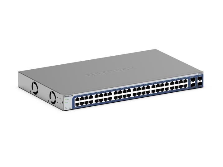 Switch Gerido NETGEAR GS748T-600EUS (Gigabit Ethernet - 100 Gbit/s - L2/L3/L4 - Preto e Cinzento)
