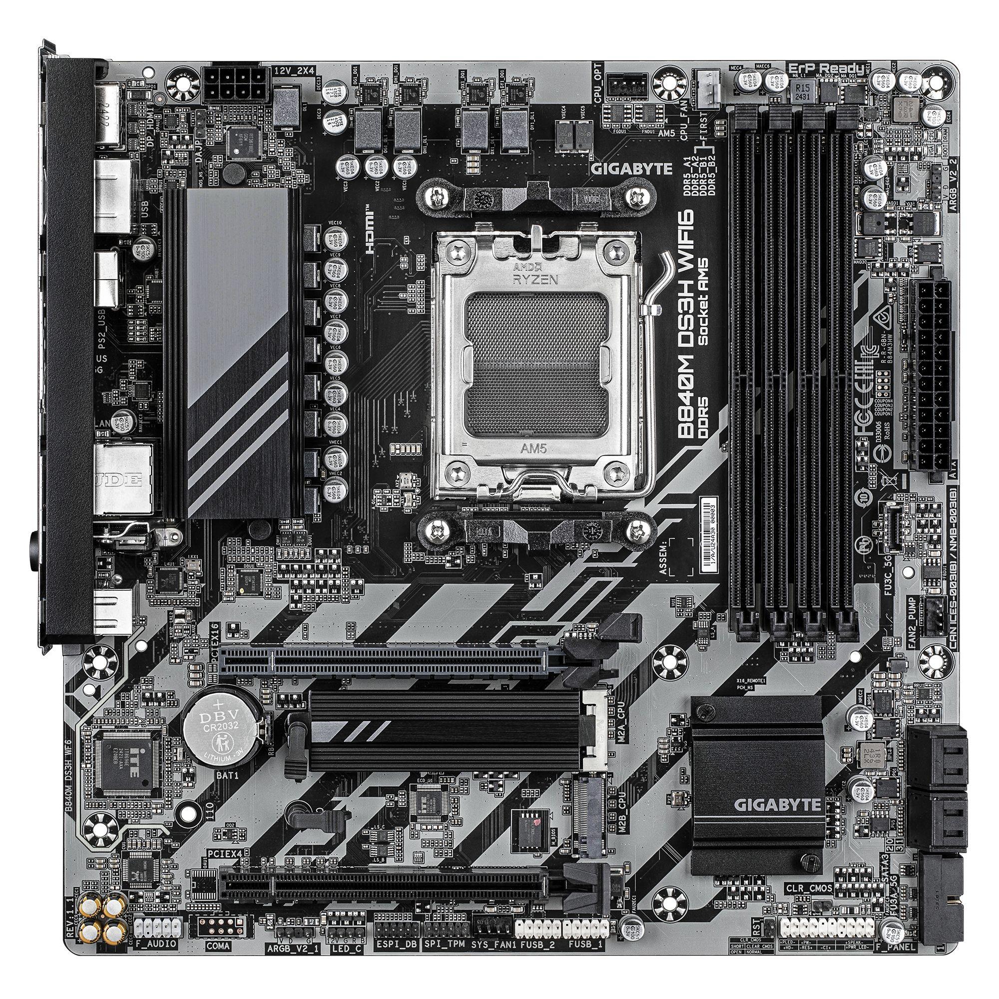 Motherboard GIGABYTE B840M DS3H WIFI6 (AM5 - micro-ATX - Duplo canal - Castanho escuro) — miniatura 2