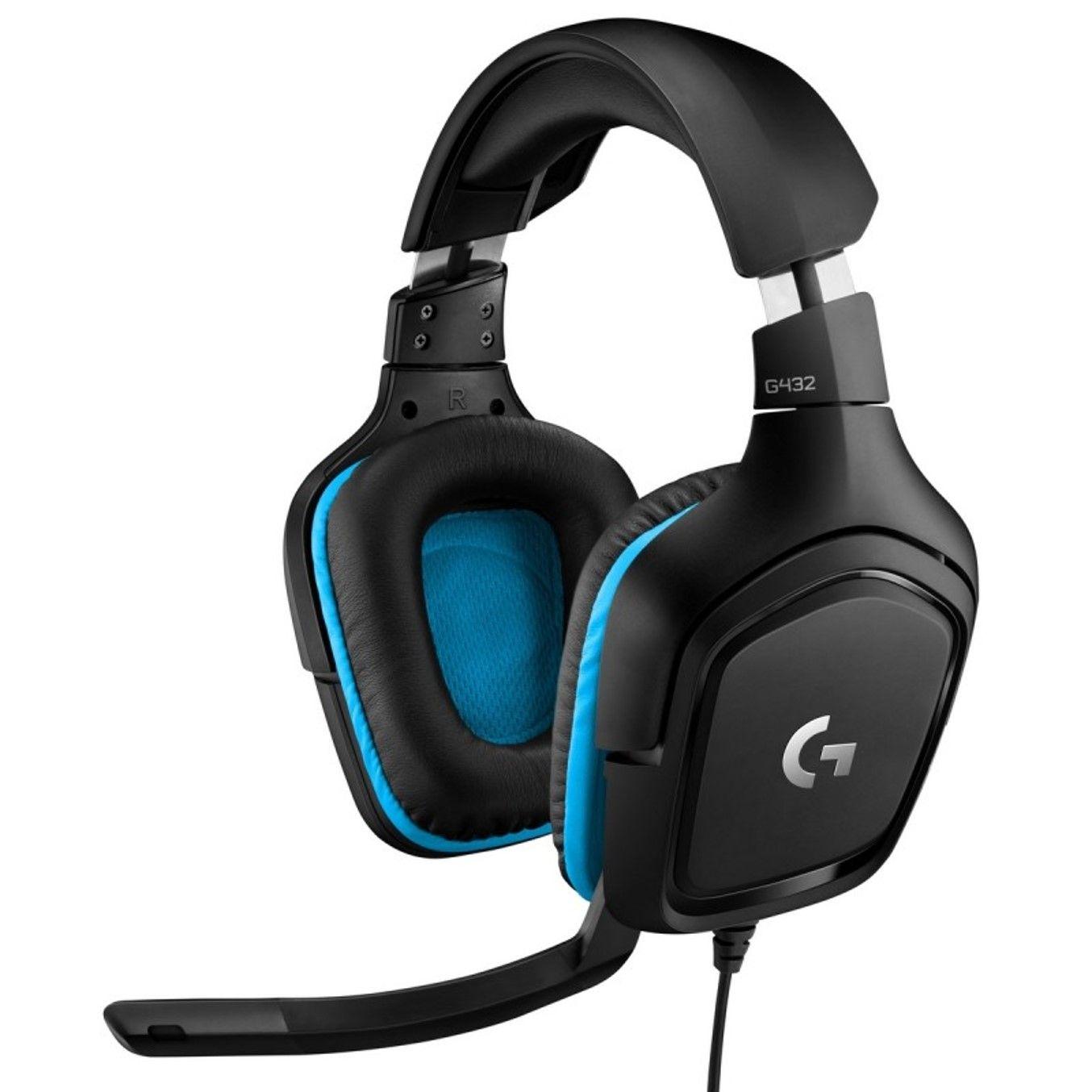 Headset Gaming LOGITECH G432 (Binaural - Com fios - Circum-aural - Preto e Azul)