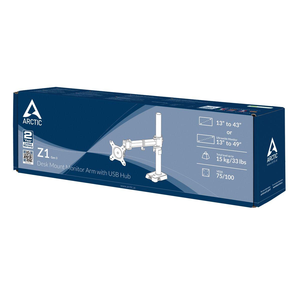 Suporte de Monitor ARCTIC Z1 (Gen 3) (Até 100 x 100 mm - 100 x 100 mm - 75 x 75 mm - Preto), miniatura 12