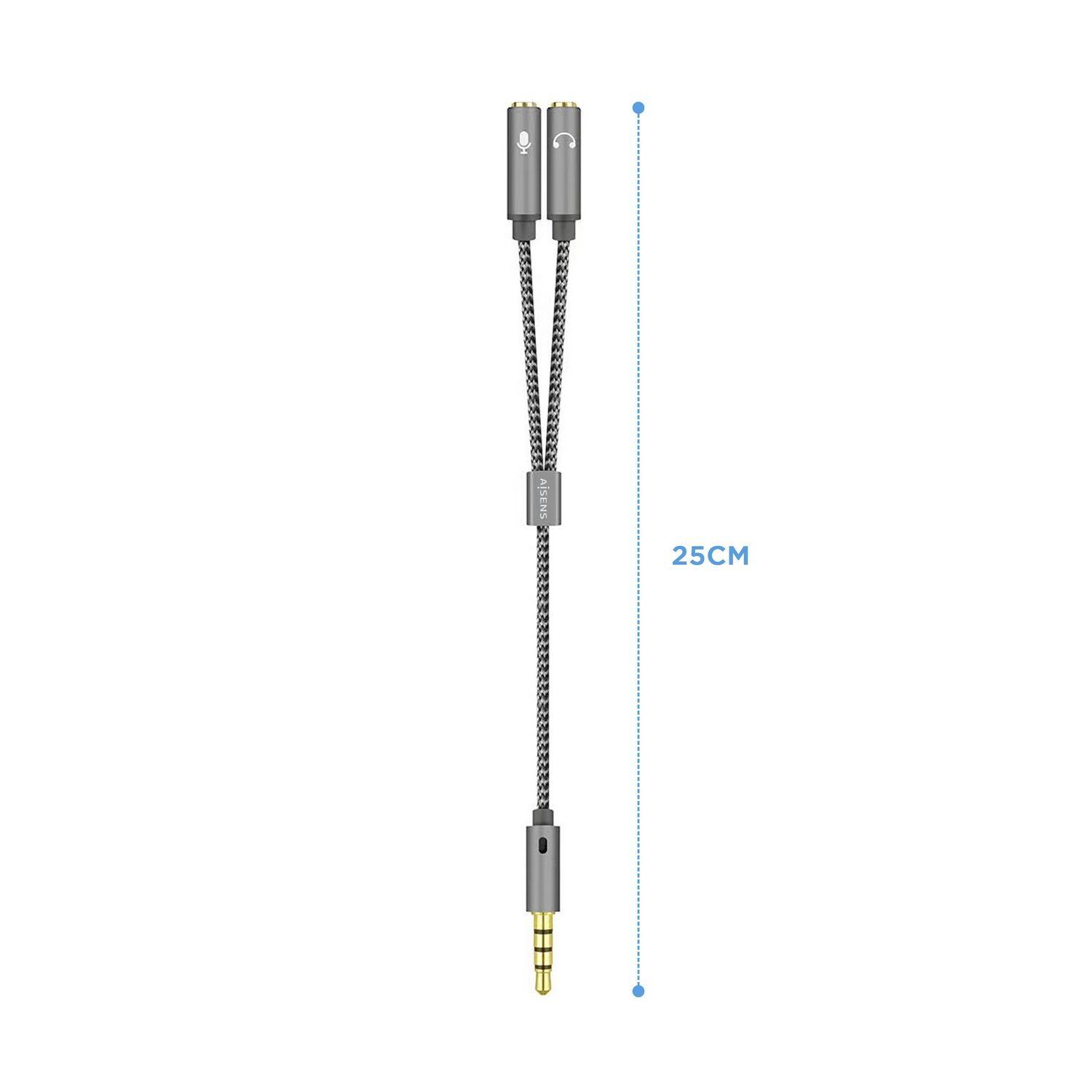 Adaptador de Áudio AISENS A128-0415 (0,25 m - 3,5 mm - 2 x 3.5mm - Cinzento), miniatura 2