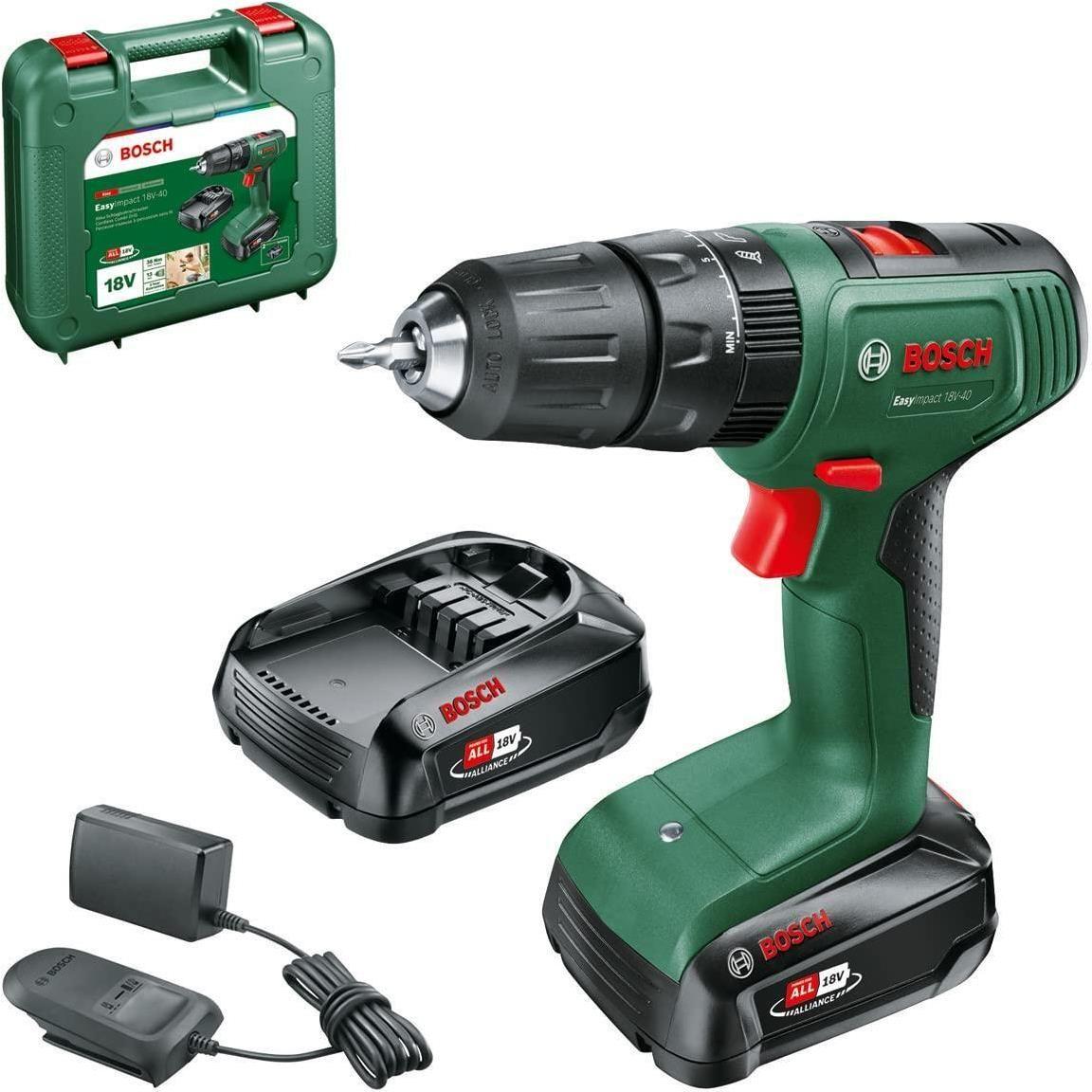 Berbequim Aparafusador de Percussão BOSCH EasyImpact 18V-40 (Verde e Preto)