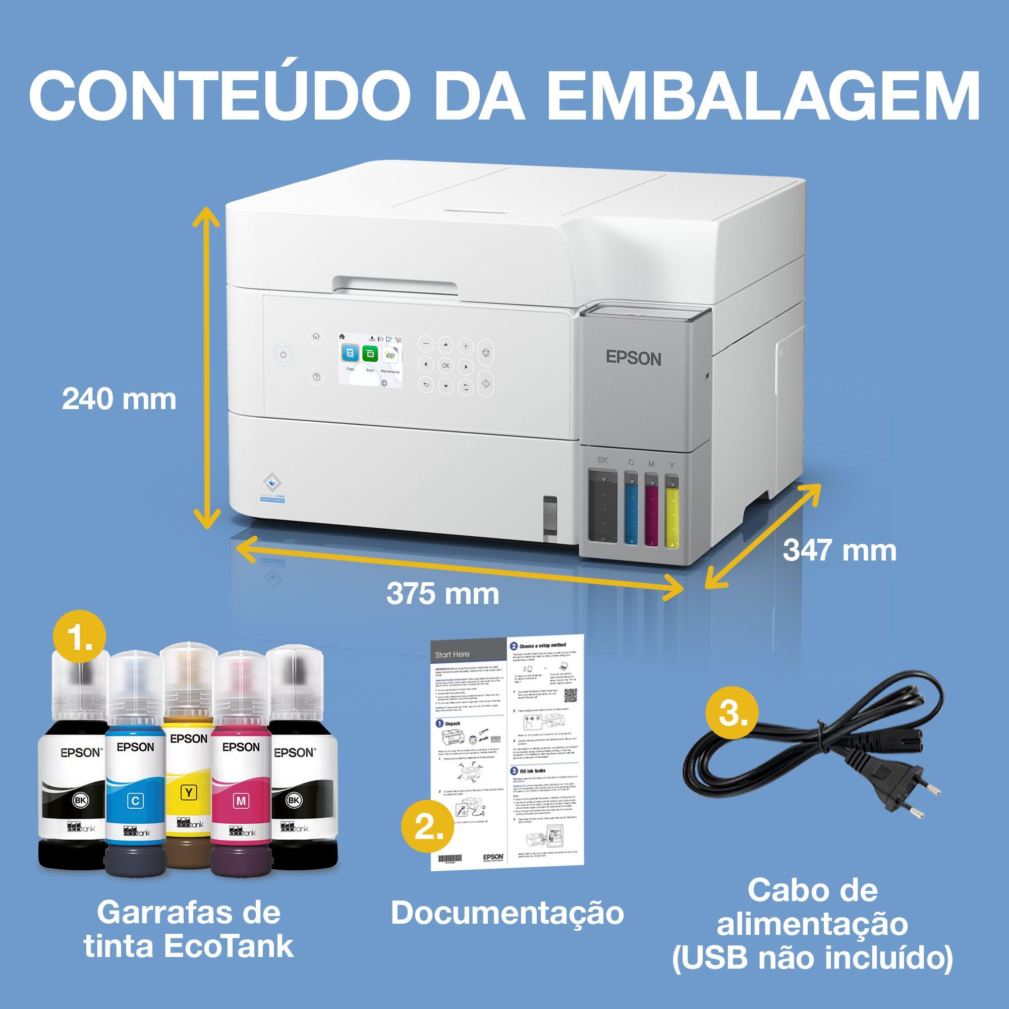 Impressora Multifunções Jato de Tinta EPSON EcoTank ET-3956 (A4 - Impressão a cores - 250 folhas - Branco) — miniatura 12